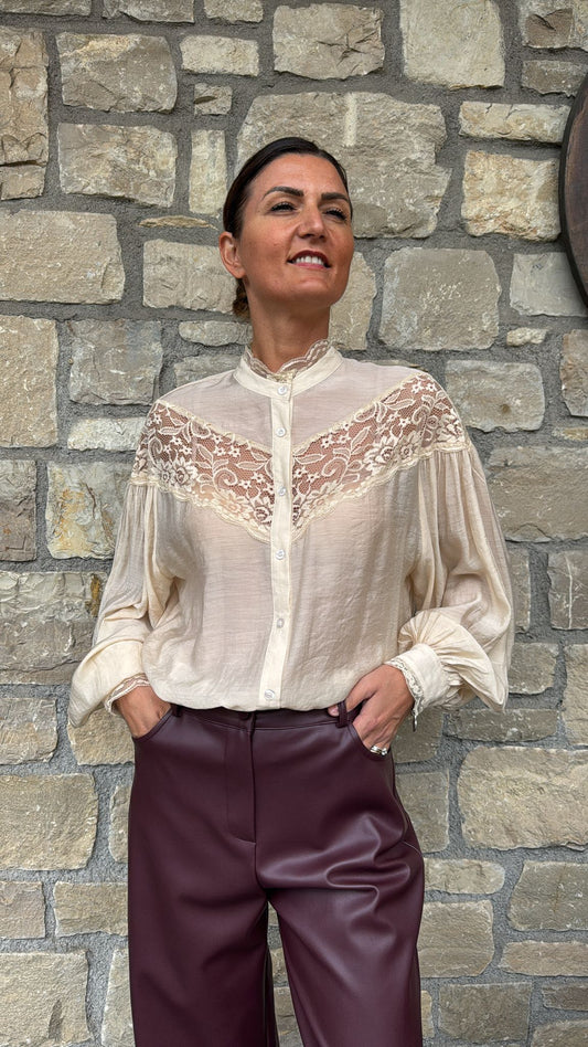 CAMICIA AMPIA PIZZO BURRO