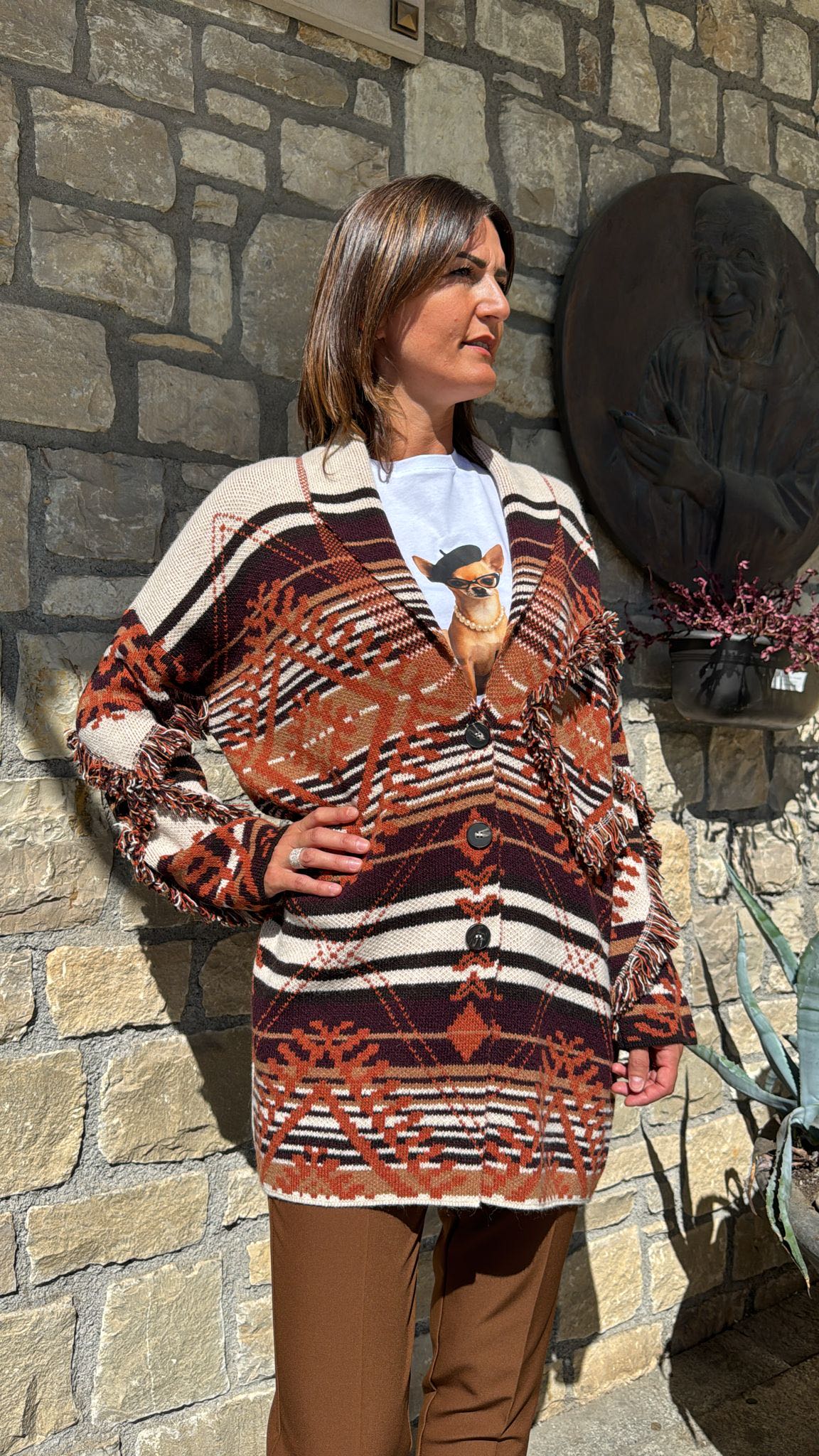 CARDIGAN IN MAGLIA BRUCIATO