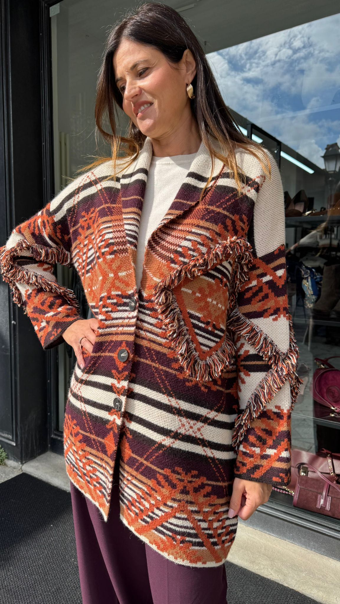 CARDIGAN IN MAGLIA BRUCIATO