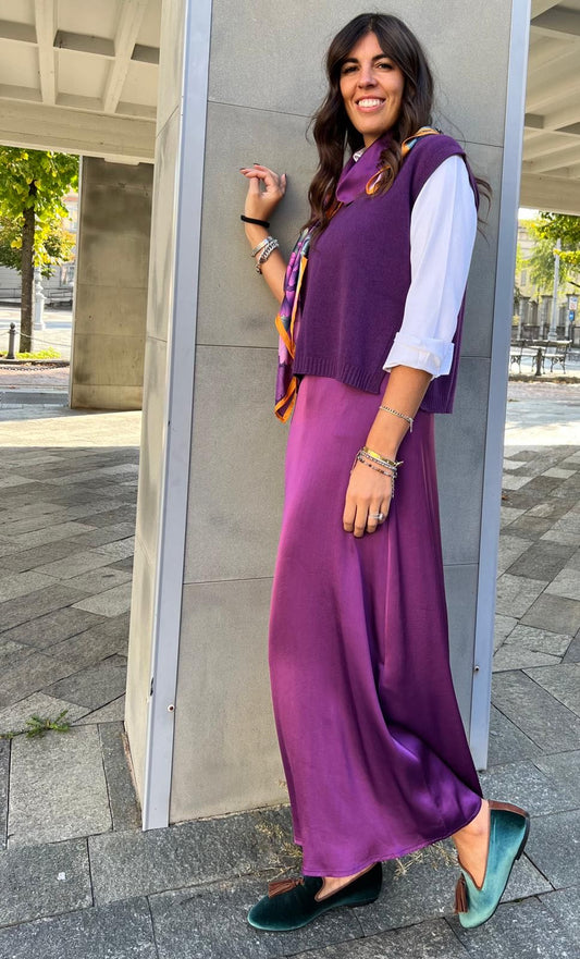 ABITO LUNGO SMANICATO UVA