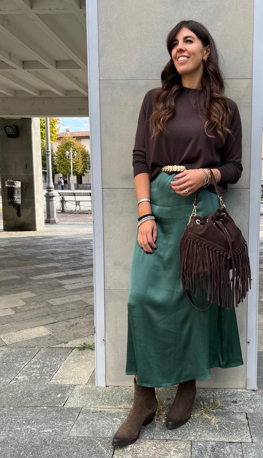 ABITO LUNGO SMANICATO VERDE