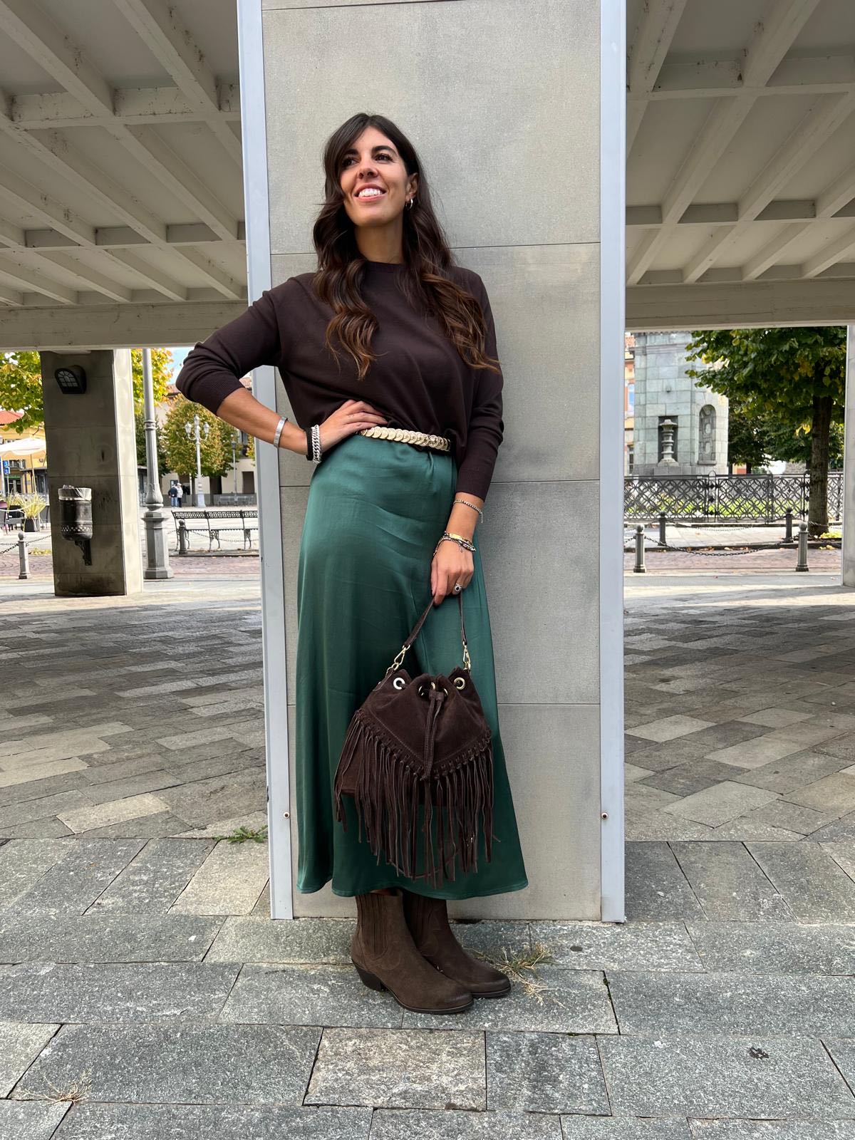 ABITO LUNGO SMANICATO VERDE