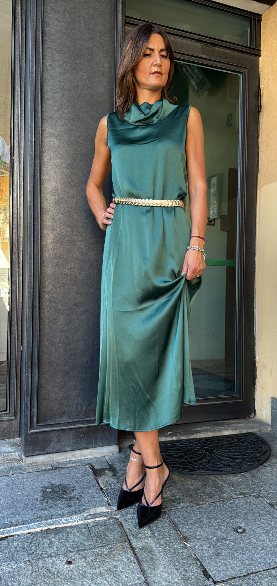 ABITO LUNGO SMANICATO VERDE