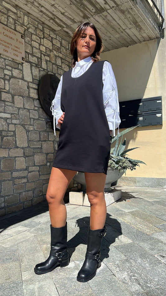 ABITO CORTO IN FELPA NERO