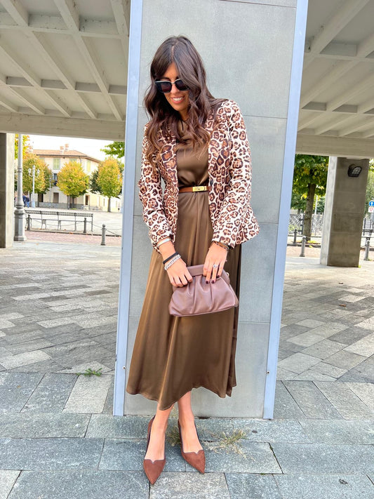 ABITO LUNGO SMANICATO CIOCCOLATO