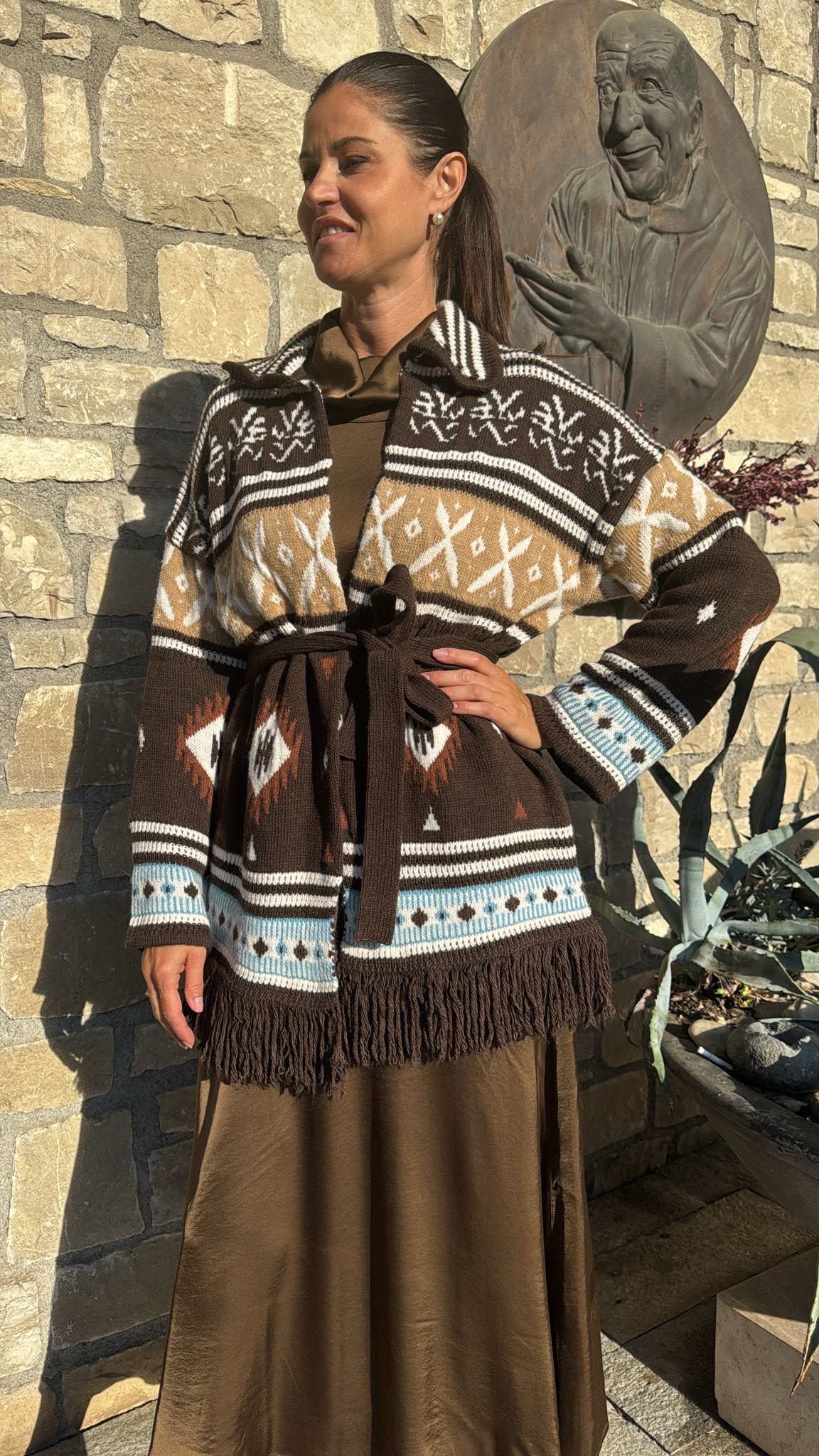 CAPPOTTO CARDIGAN IN MAGLIA CIOCCOLATO