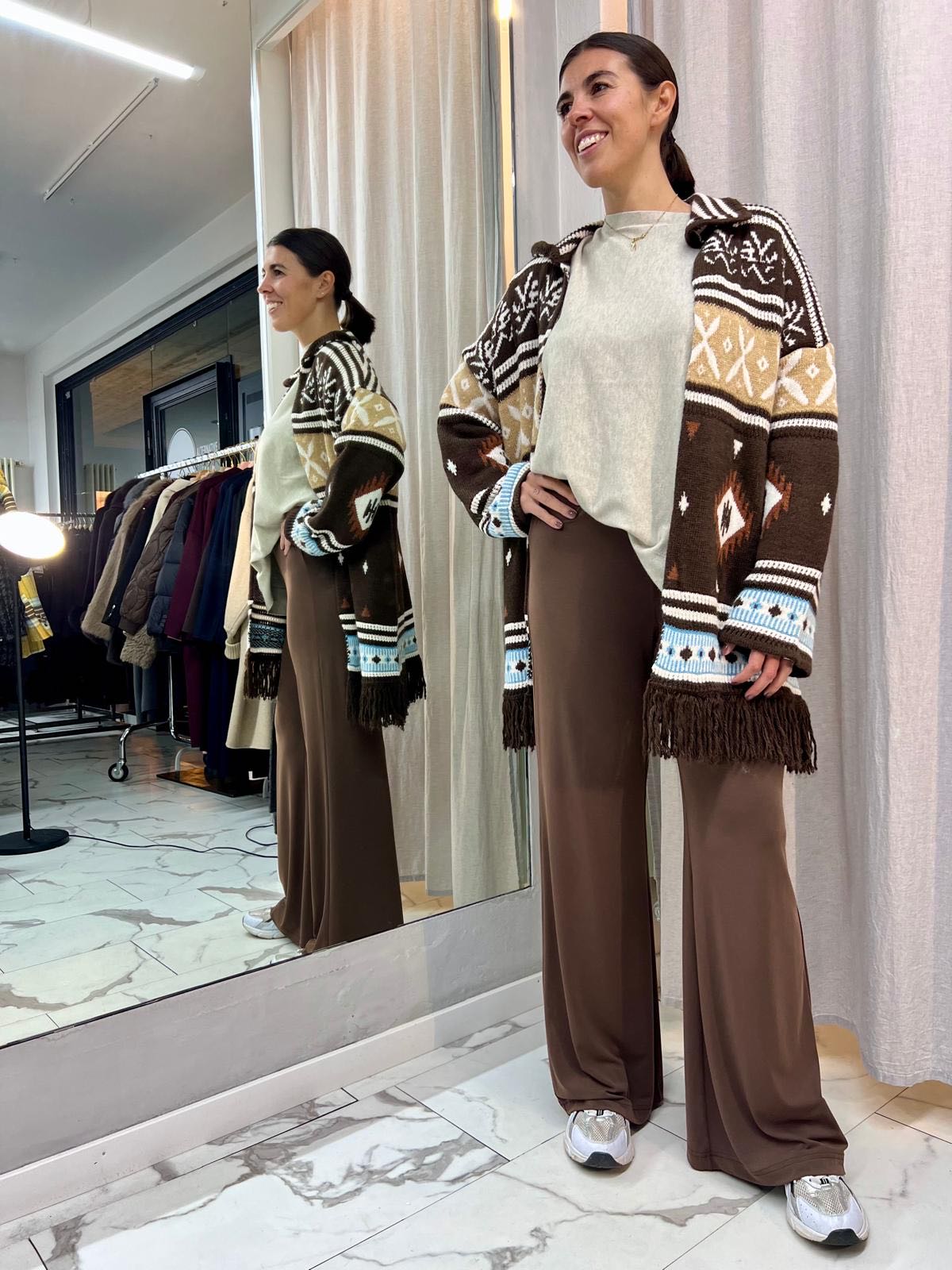 CAPPOTTO CARDIGAN IN MAGLIA CIOCCOLATO