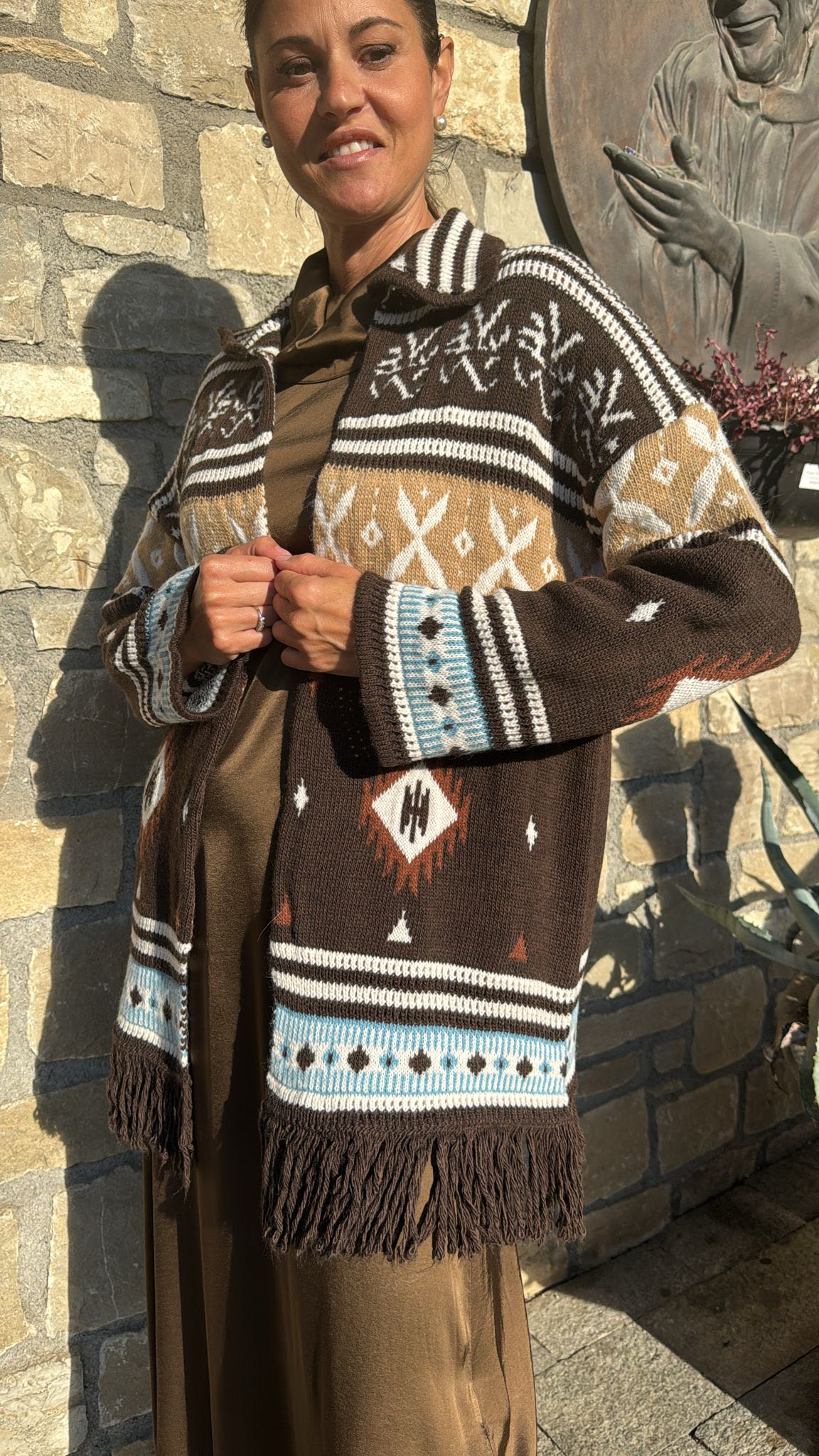 CAPPOTTO CARDIGAN IN MAGLIA CIOCCOLATO