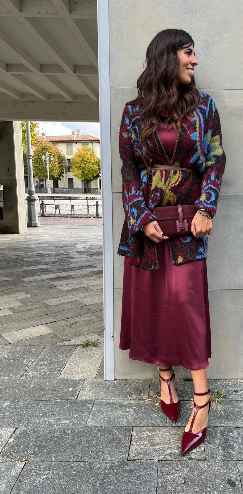 ABITO LUNGO SMANICATO CILIEGIA