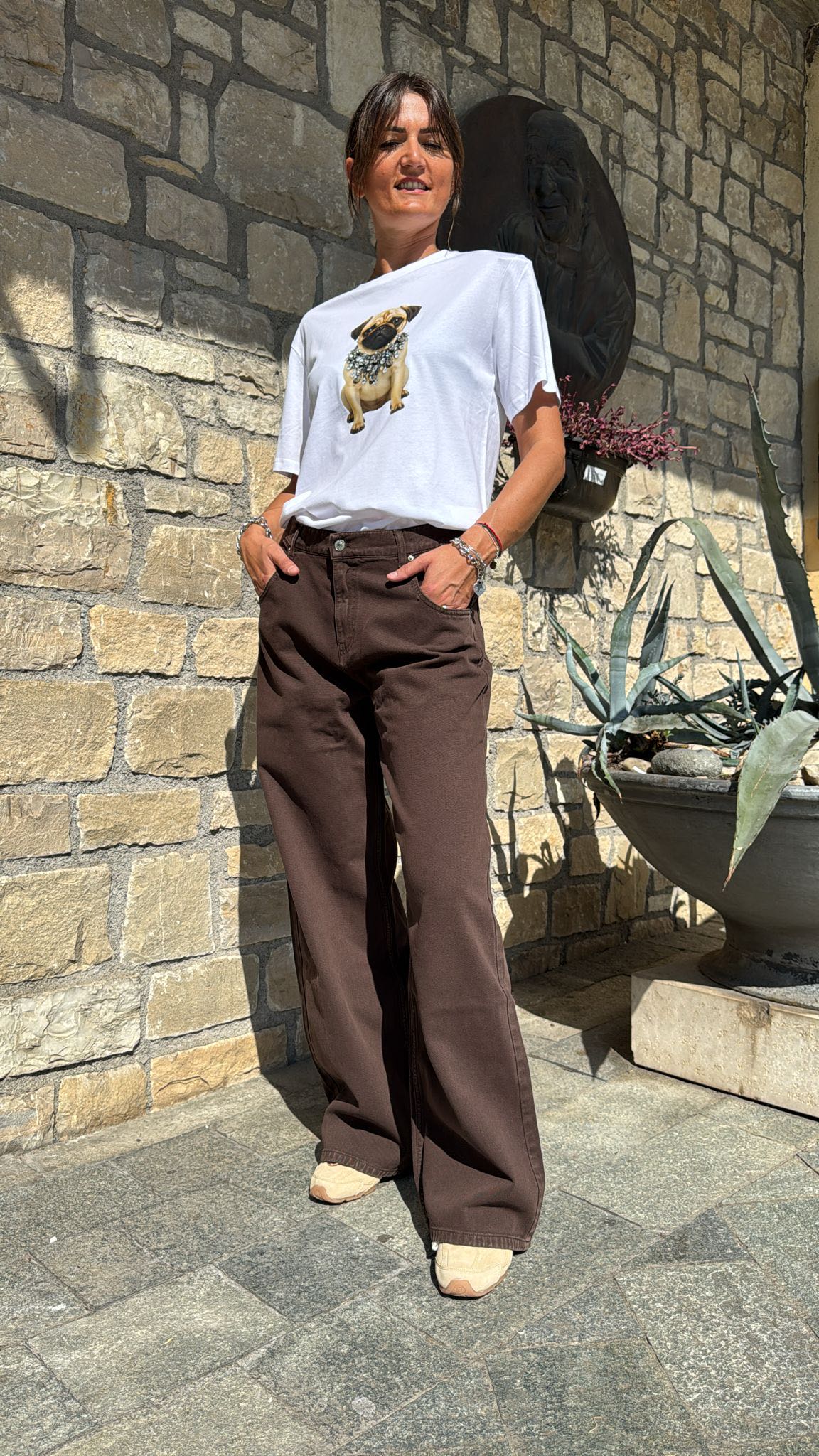 T-SHIRT CARLINO STRASS BIANCA