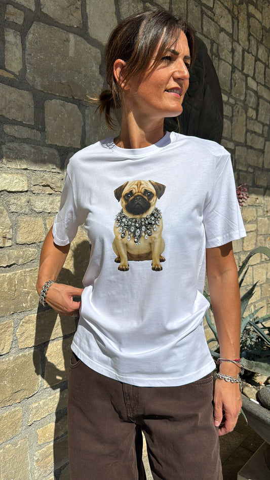 T-SHIRT CARLINO STRASS BIANCA