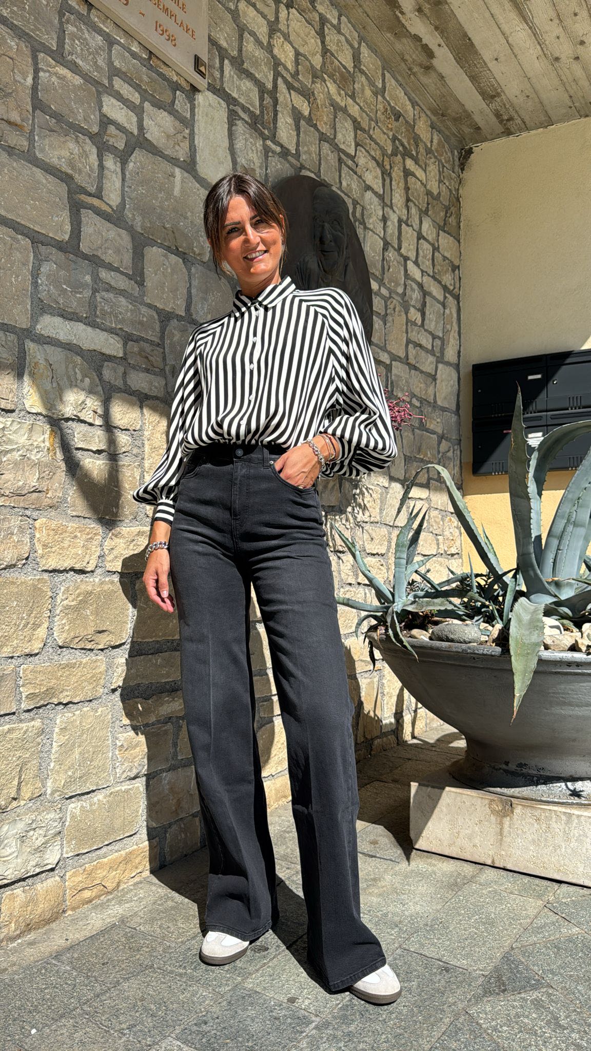 CAMICIA RIGATA NERA