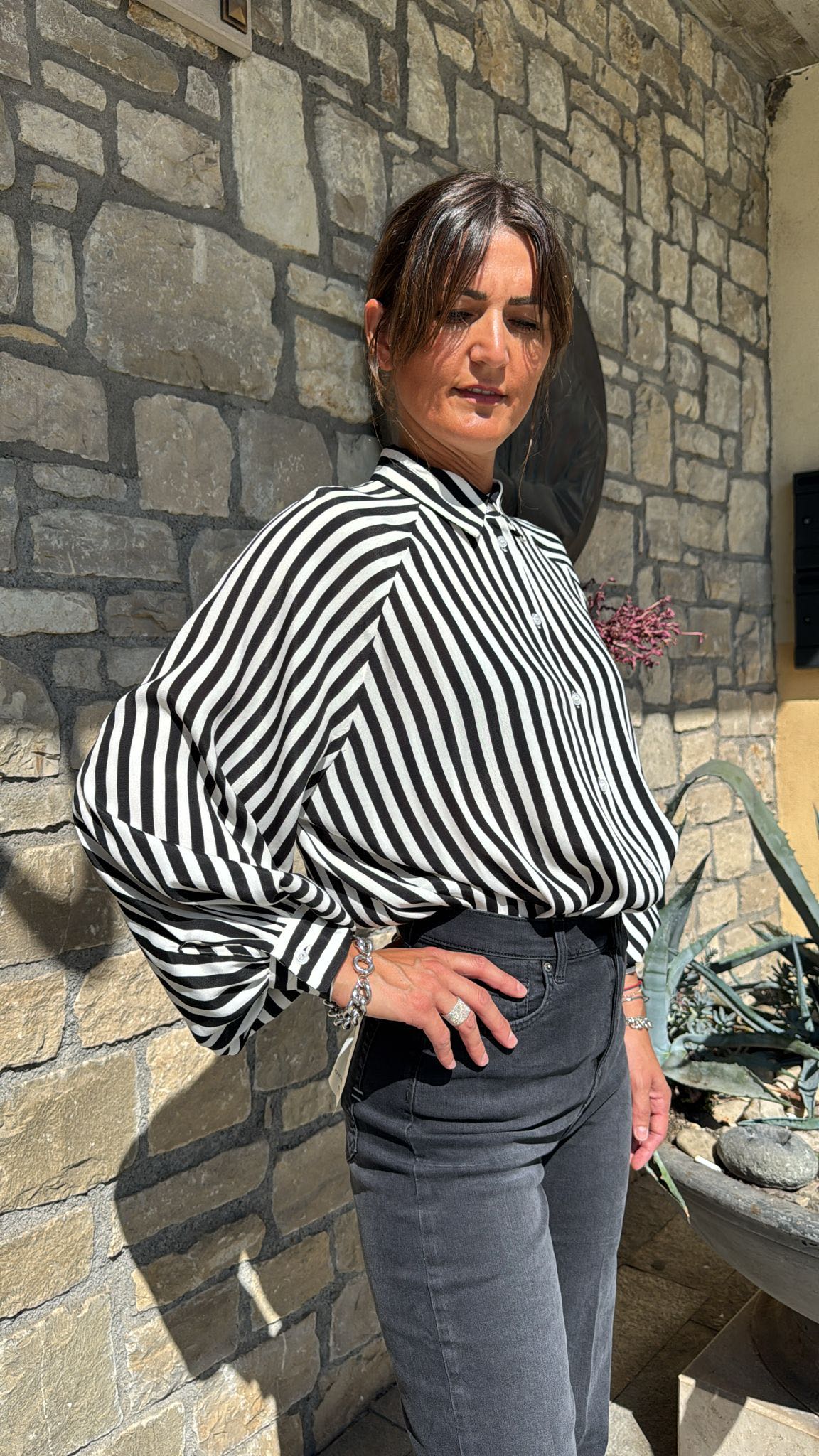 CAMICIA RIGATA NERA