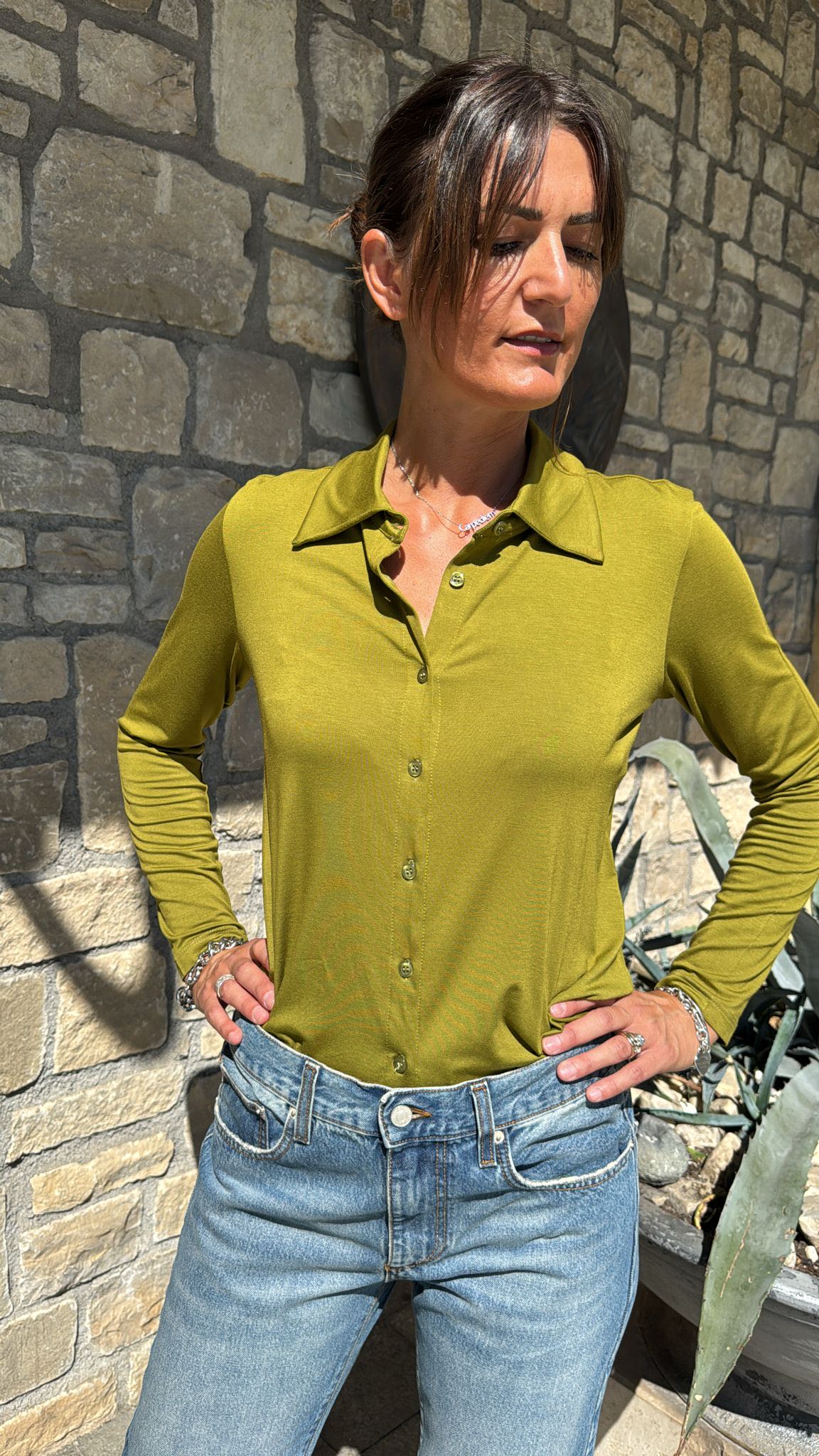 CAMICIA IN MAGLIA OLIO