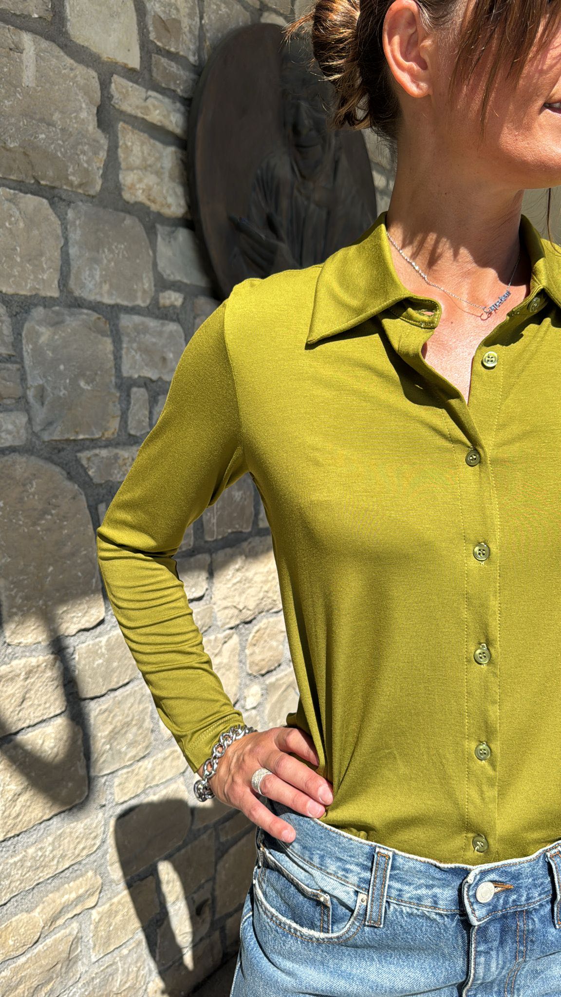 CAMICIA IN MAGLIA OLIO
