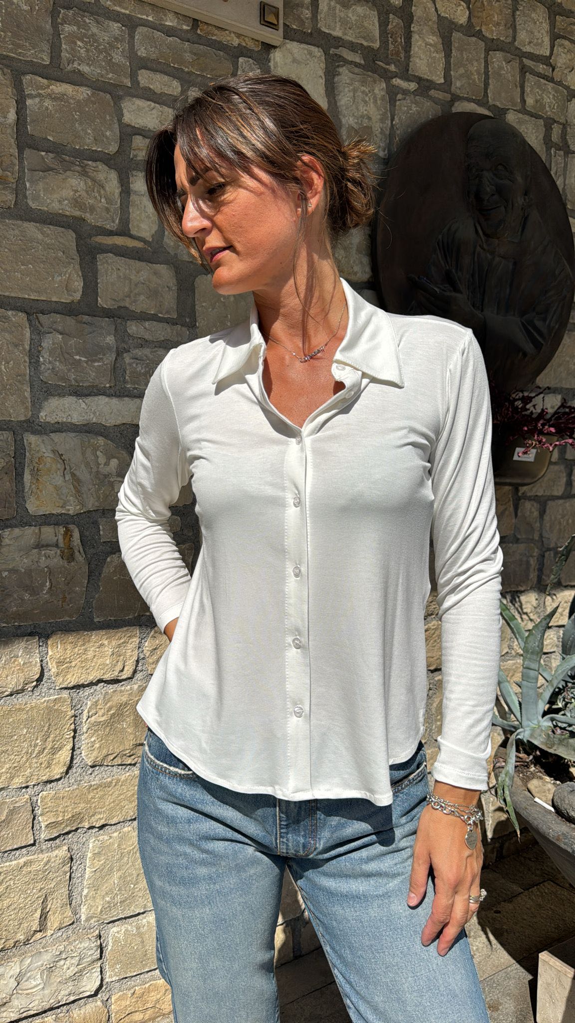 CAMICIA IN MAGLIA PANNA