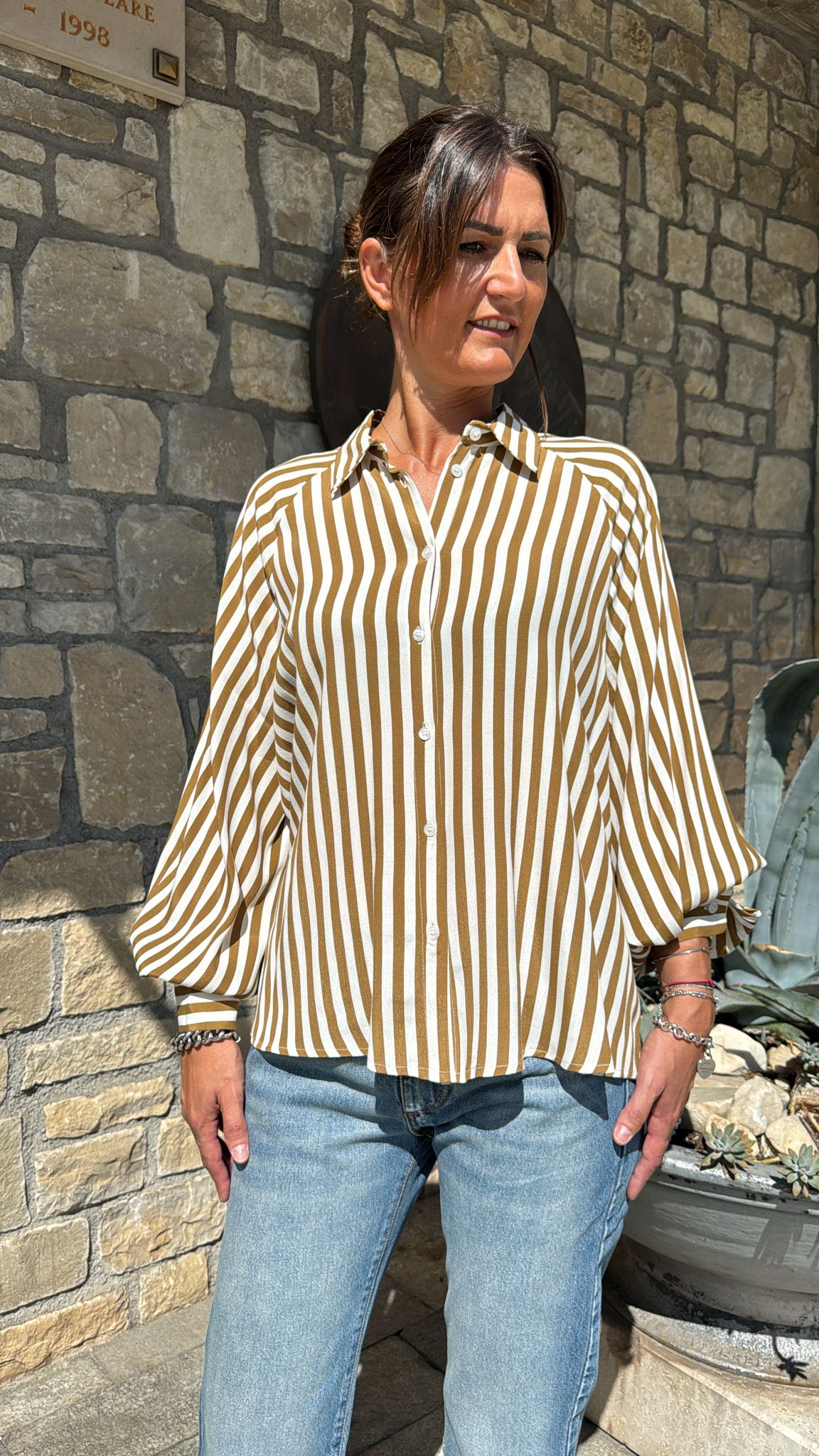 CAMICIA RIGATA SENAPE