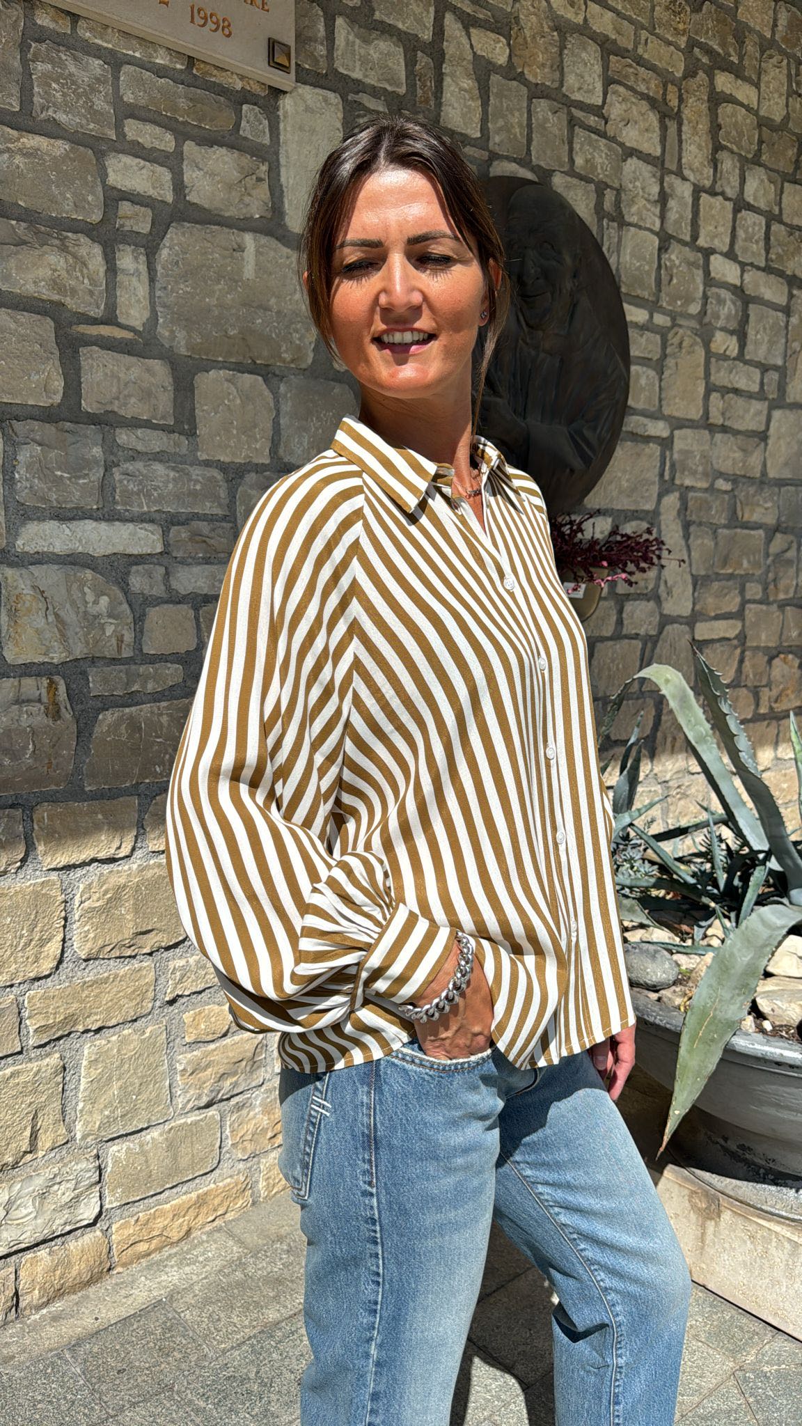CAMICIA RIGATA SENAPE