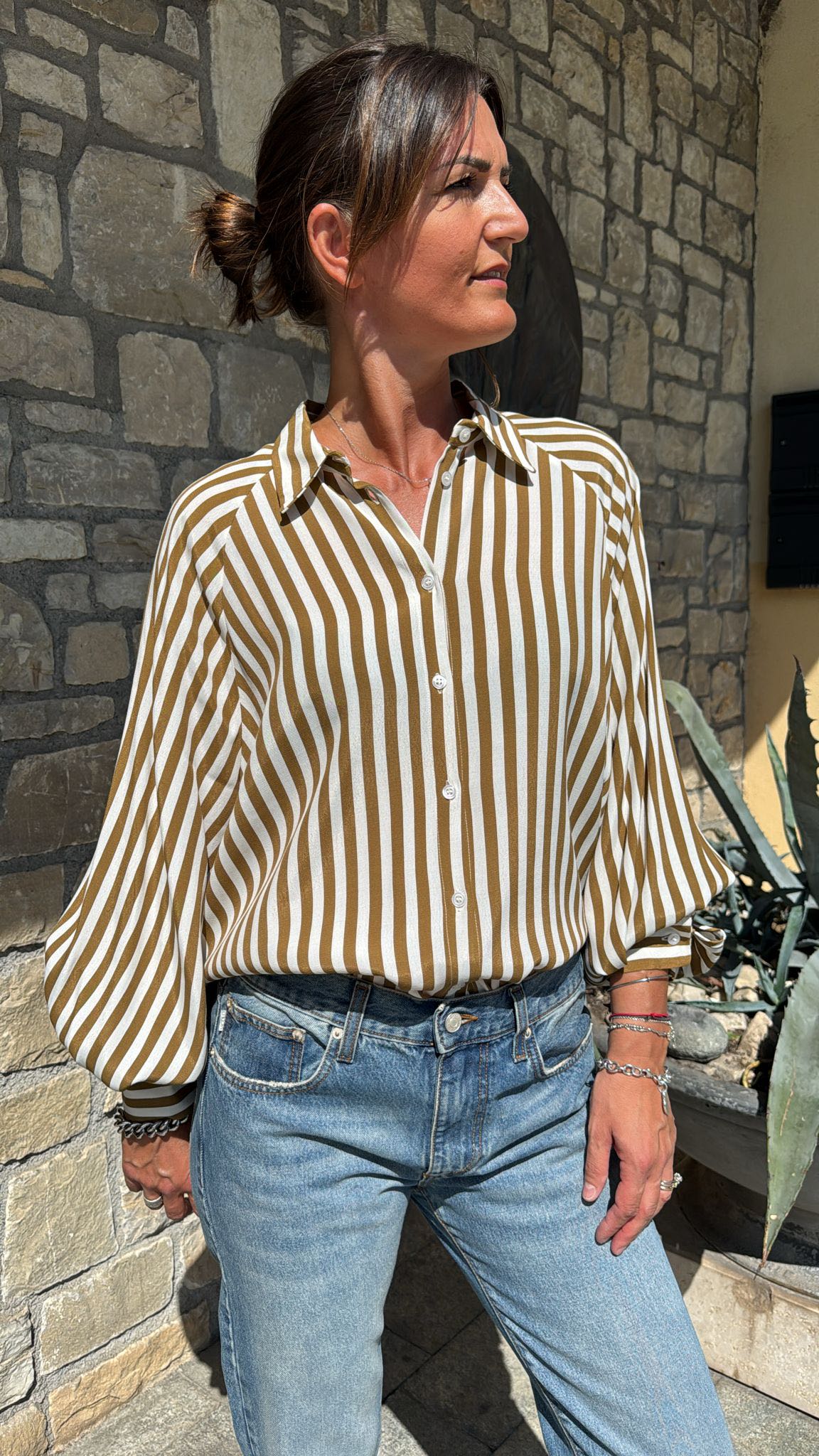 CAMICIA RIGATA SENAPE