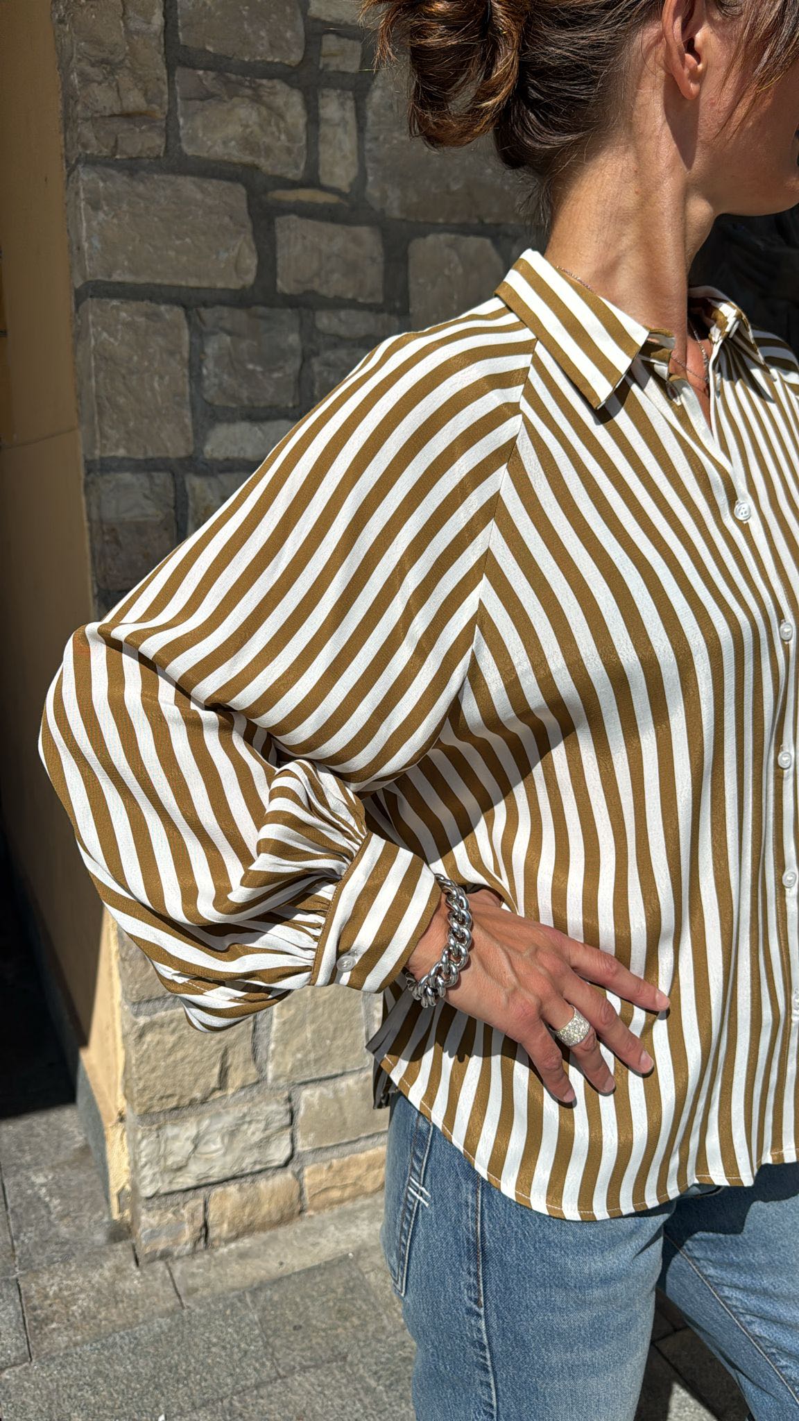 CAMICIA RIGATA SENAPE