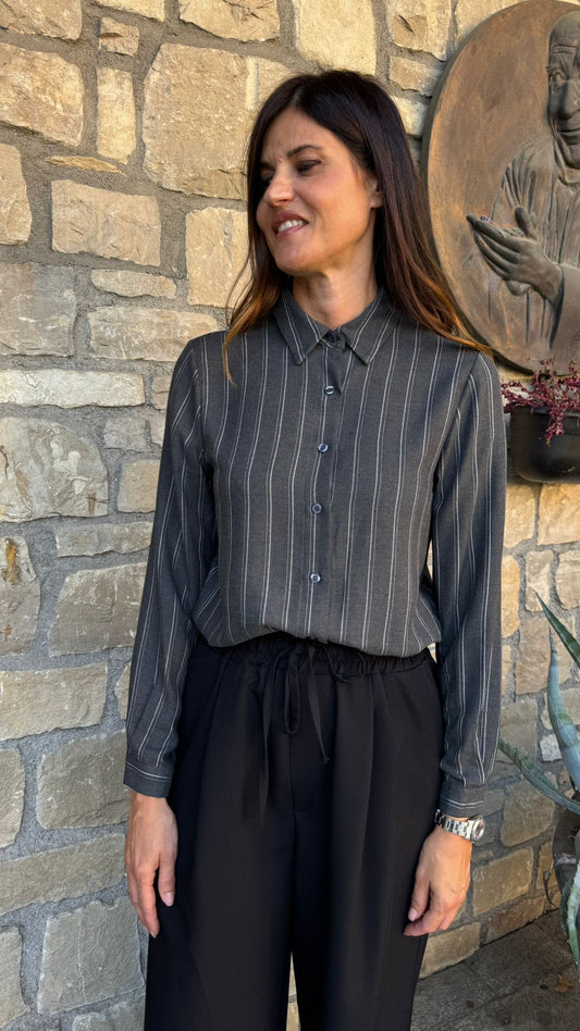 CAMICIA GESSATA GRIGIO SCURO