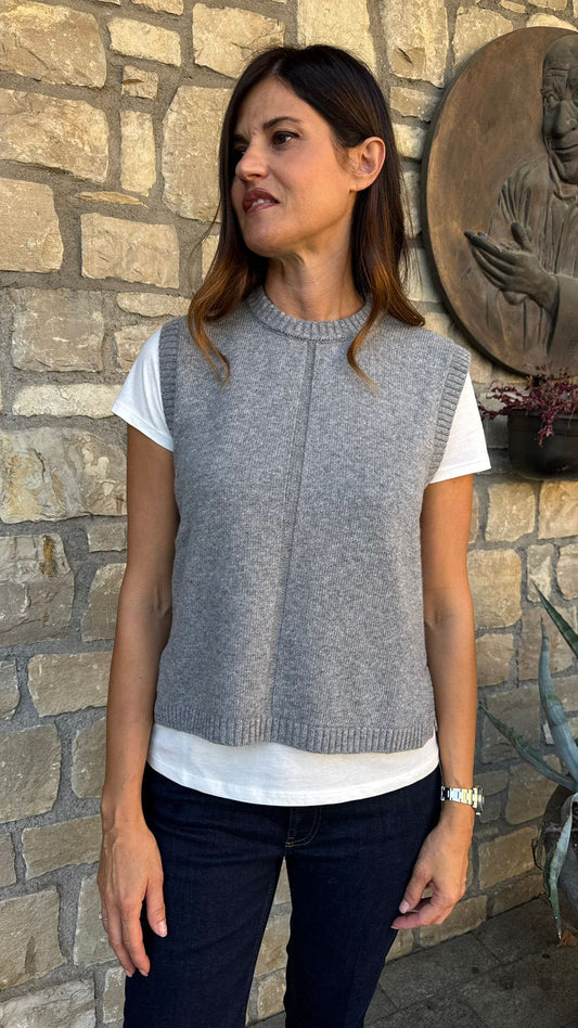 GILET IN MAGLIA RIGA GRIGIO