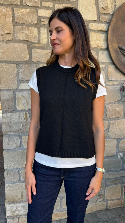 GILET IN MAGLIA RIGA NERO