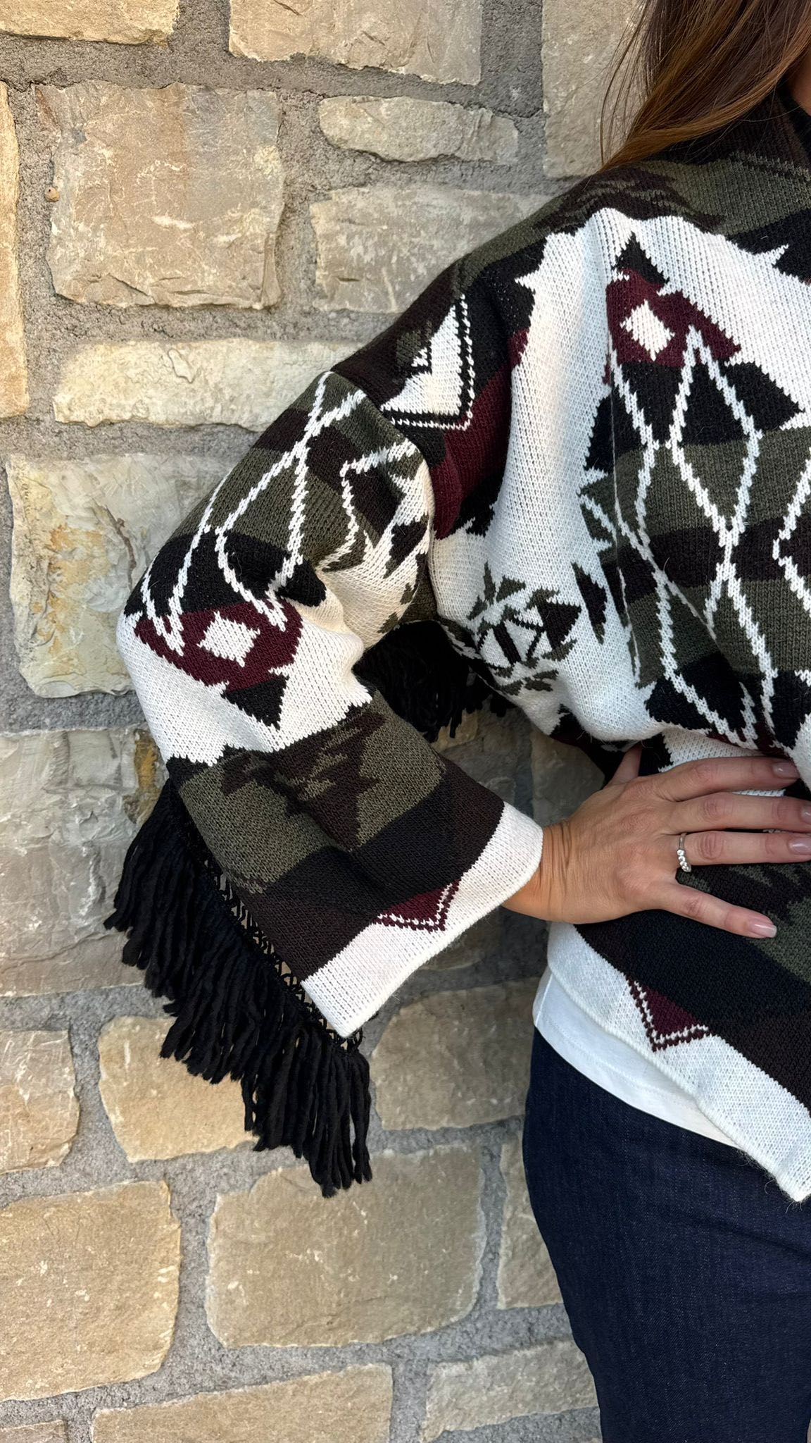 CARDIGAN FRANGE E PASSAMANERIA VERDONE