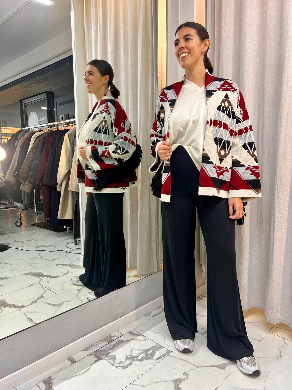 CARDIGAN FRANGE E PASSAMANERIA BORDEAUX