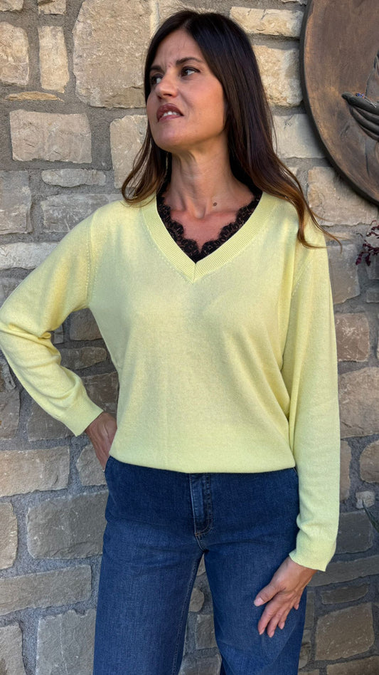 MAGLIONCINO SCOLLO V PIZZO GIALLO