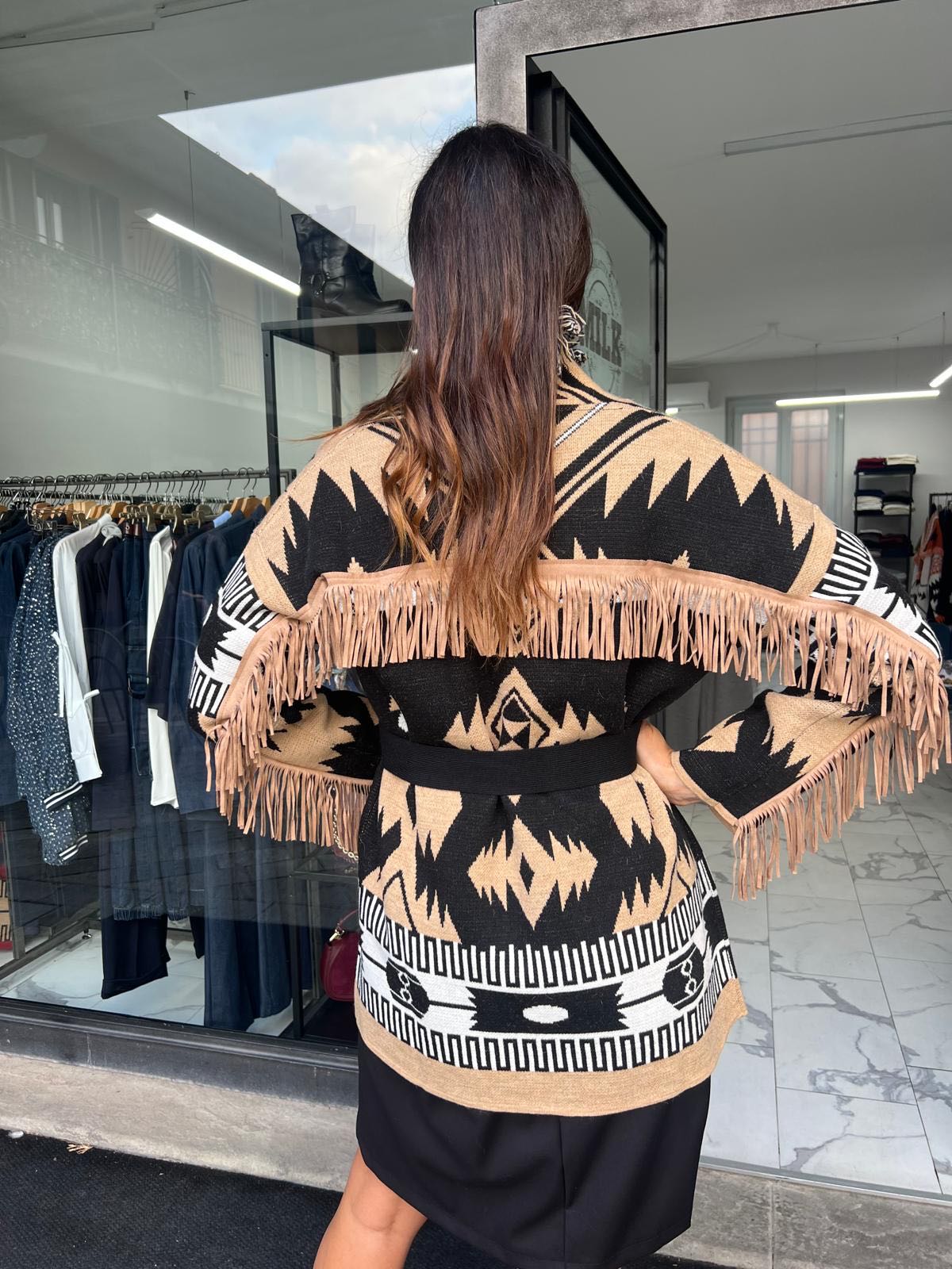 CARDIGAN NERO E CAMMELLO