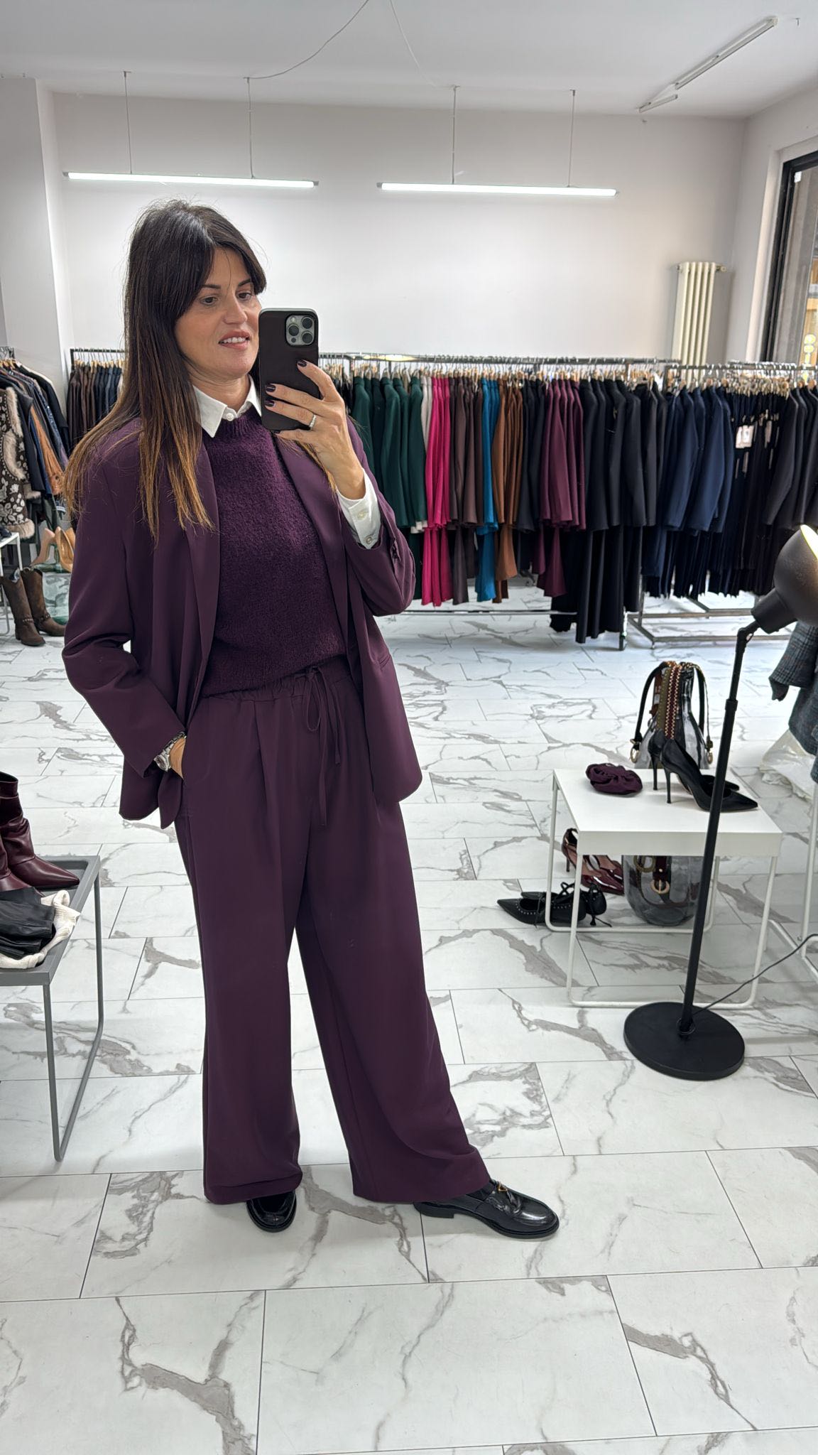 PANTALONE PALAZZO COULISSE PENCE MELANZANA