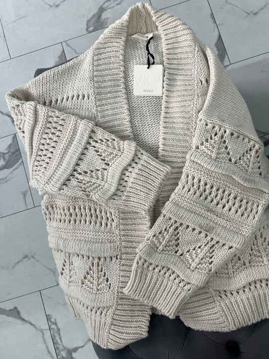 CARDIGAN APERTO TRAFORATO PANNA
