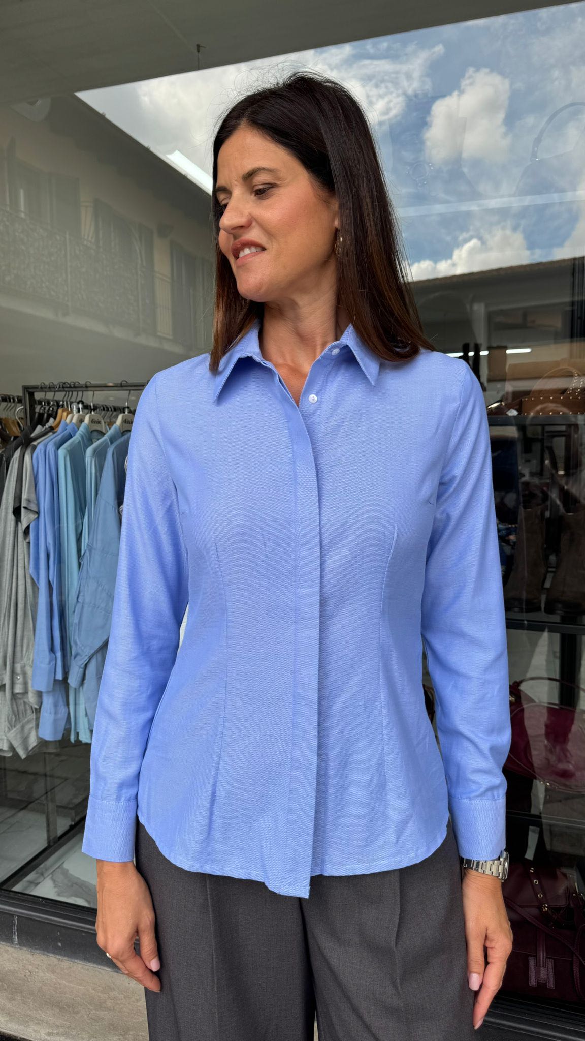CAMICIA OXFORD SLIM AZZURRA
