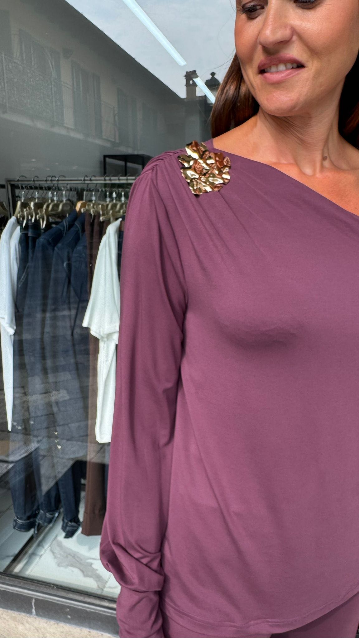 PANTALONE FLUIDO MELANZANA