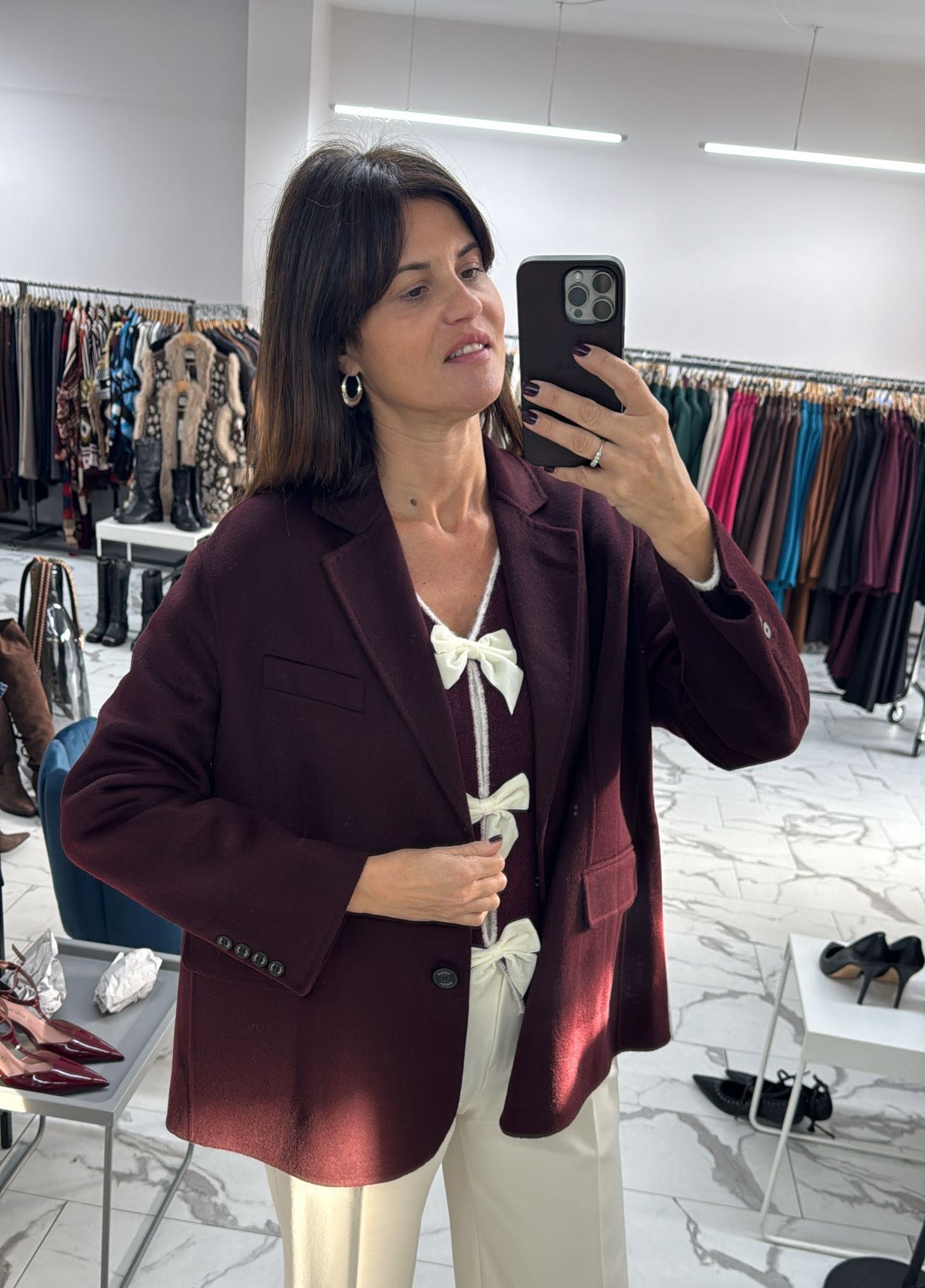 GIACCA OVER HAND MADE BORDEAUX