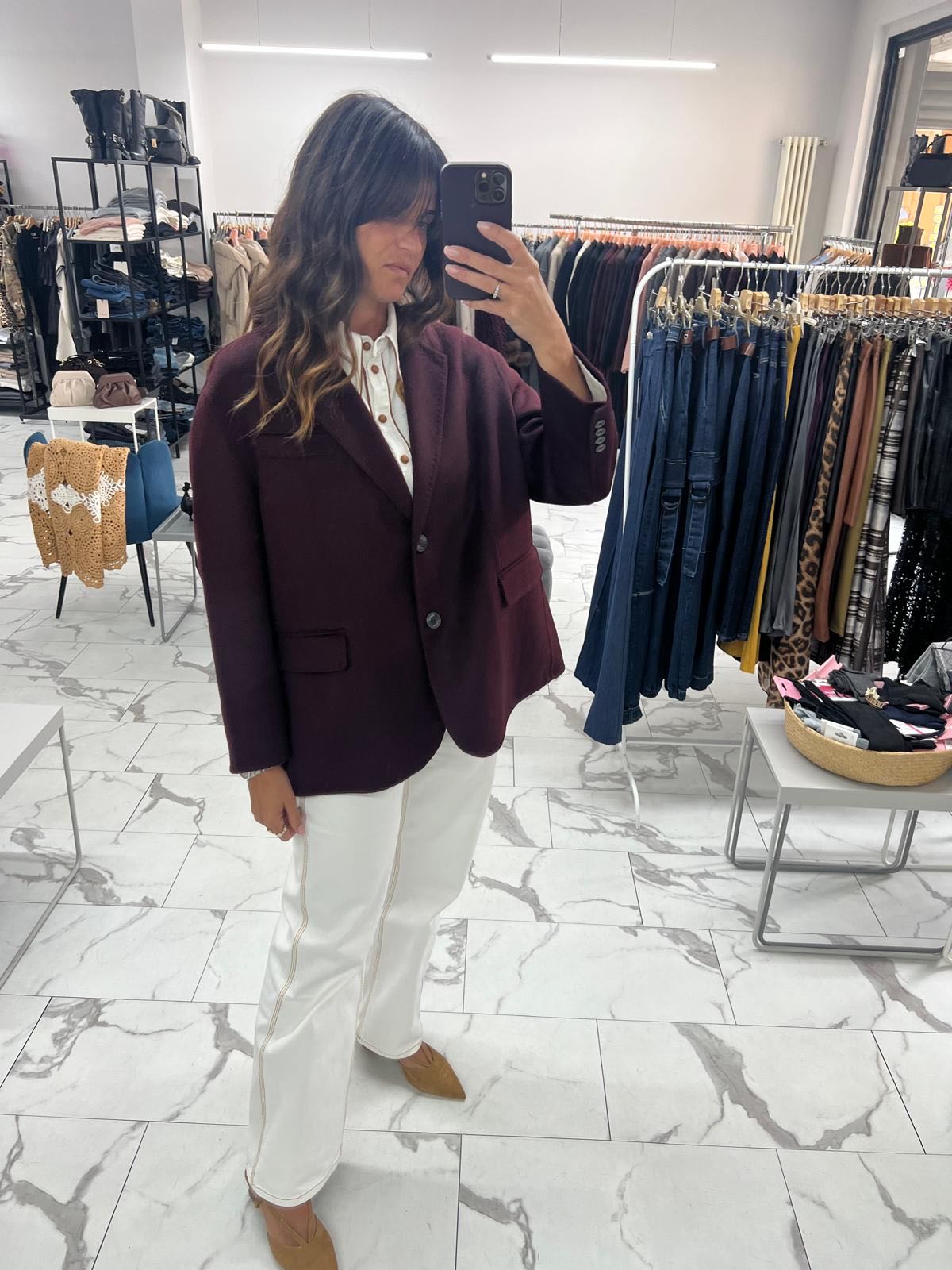 GIACCA OVER HAND MADE BORDEAUX