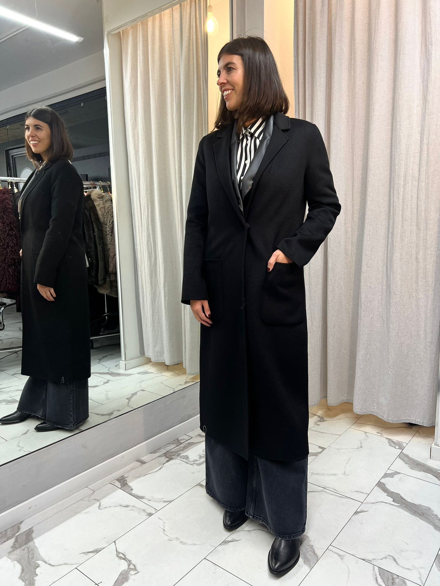 CAPPOTTO HAND MADE LUNGO MONOPETTO NERO