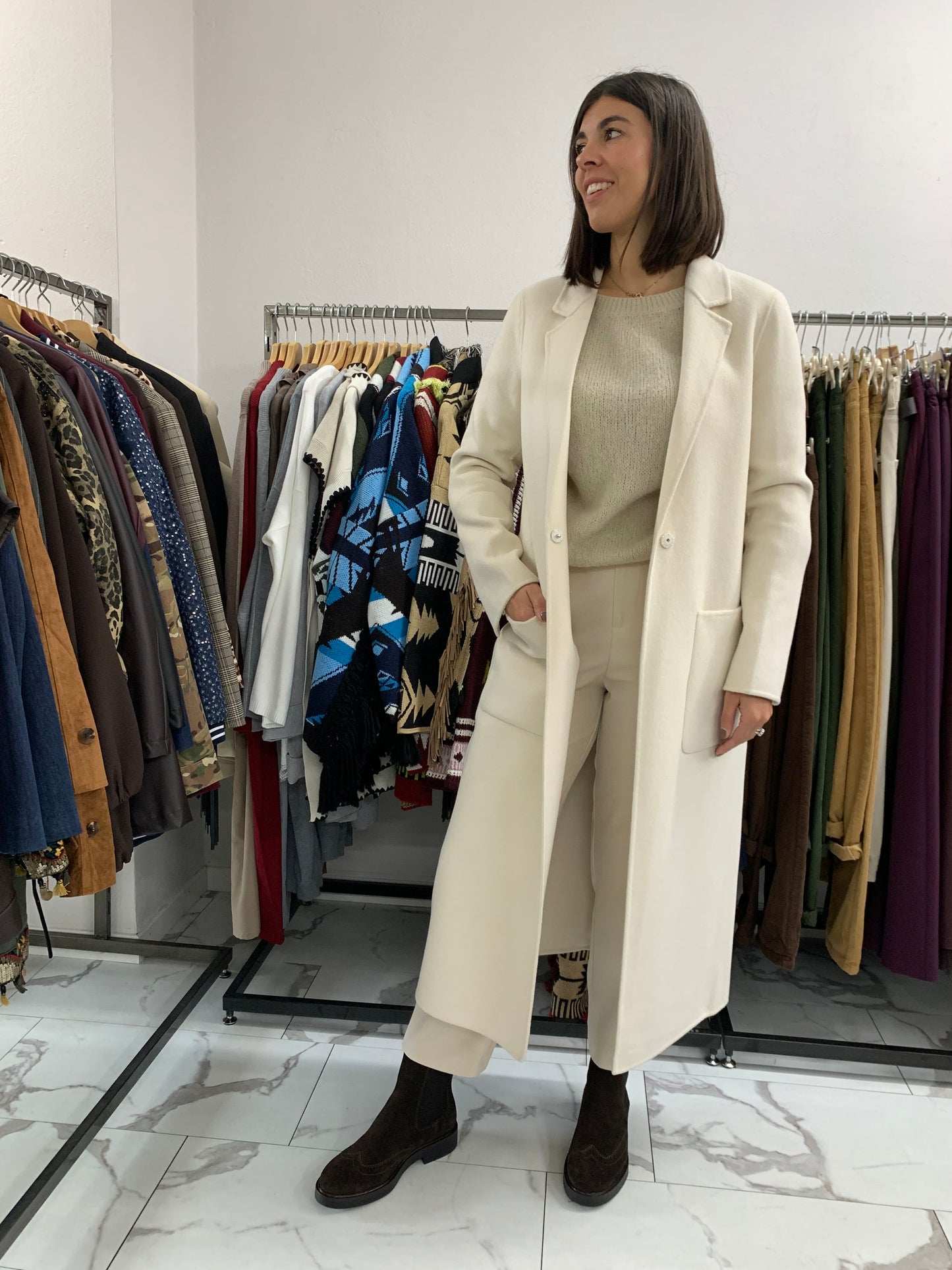 CAPPOTTO HAND MADE LUNGO MONOPETTO PANNA