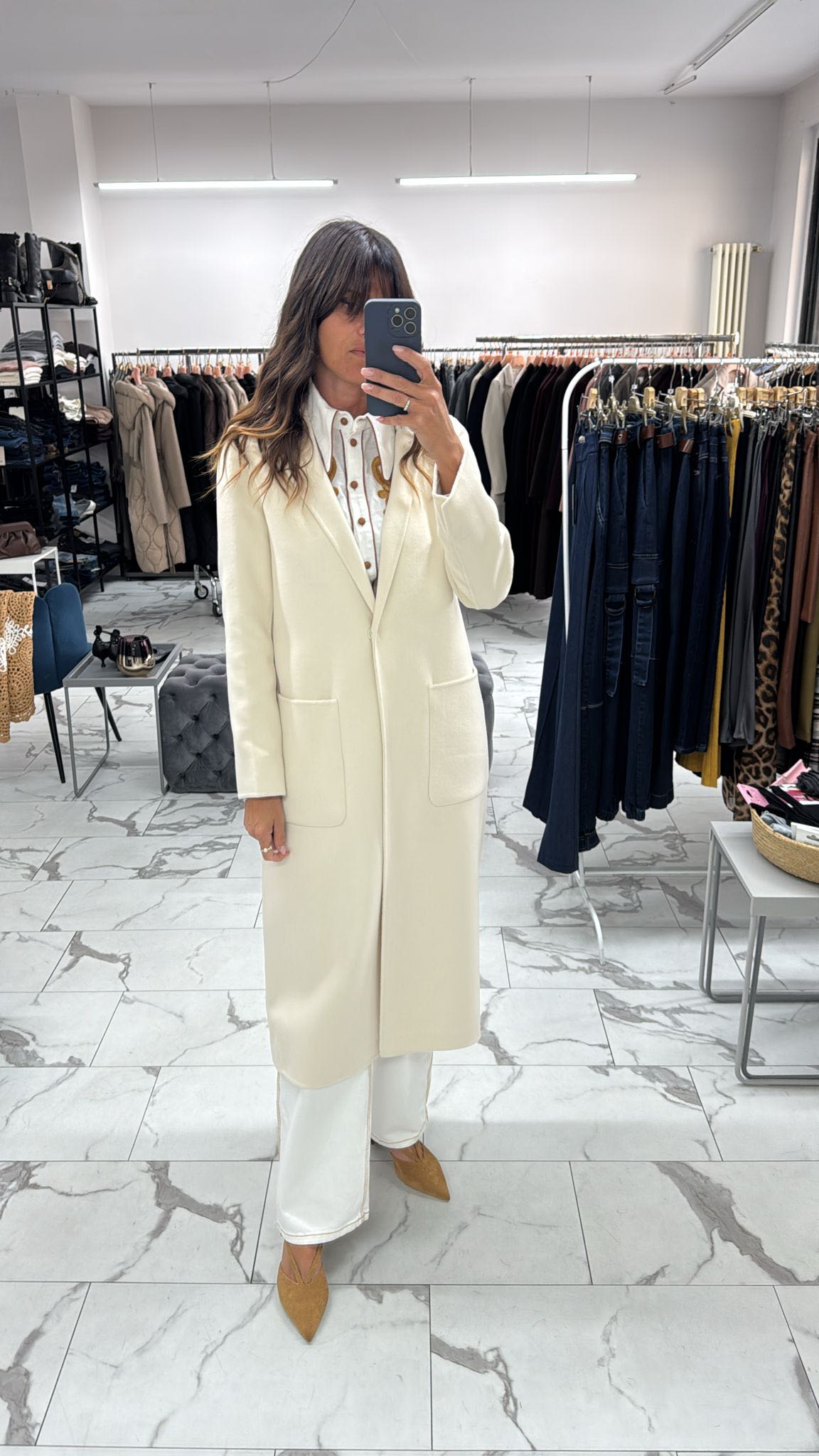 CAPPOTTO HAND MADE LUNGO MONOPETTO PANNA