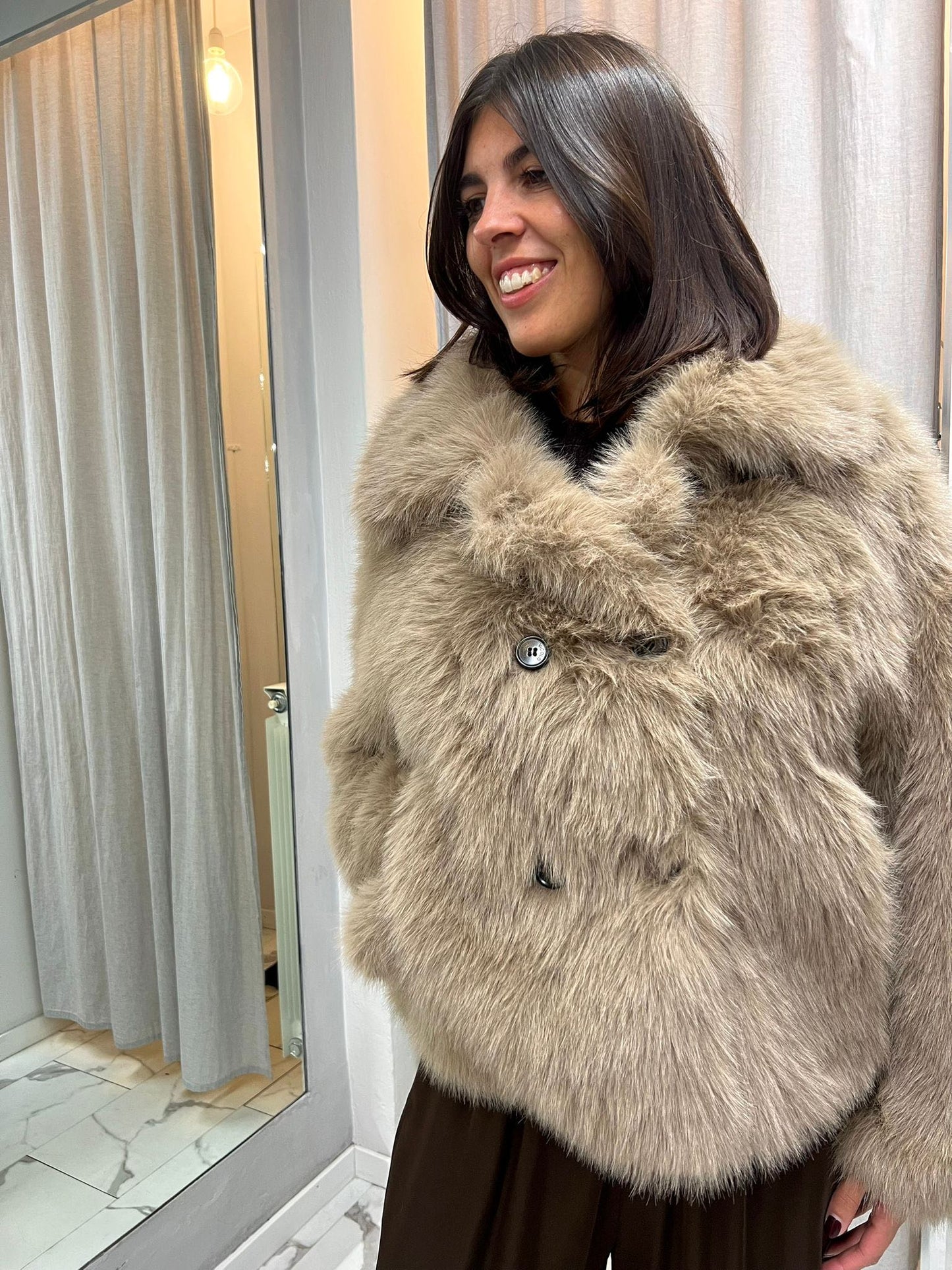 ECOPELLICCIA DOPPIOPETTO SABBIA