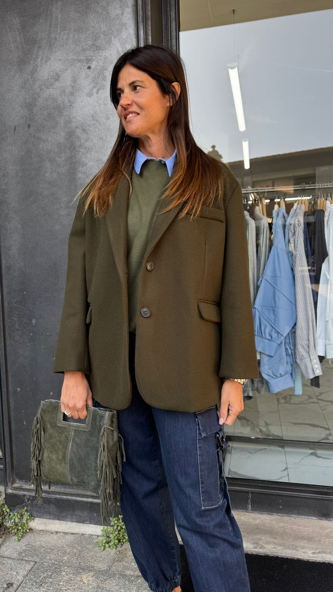 GIACCA PANNO OVER VERDONE