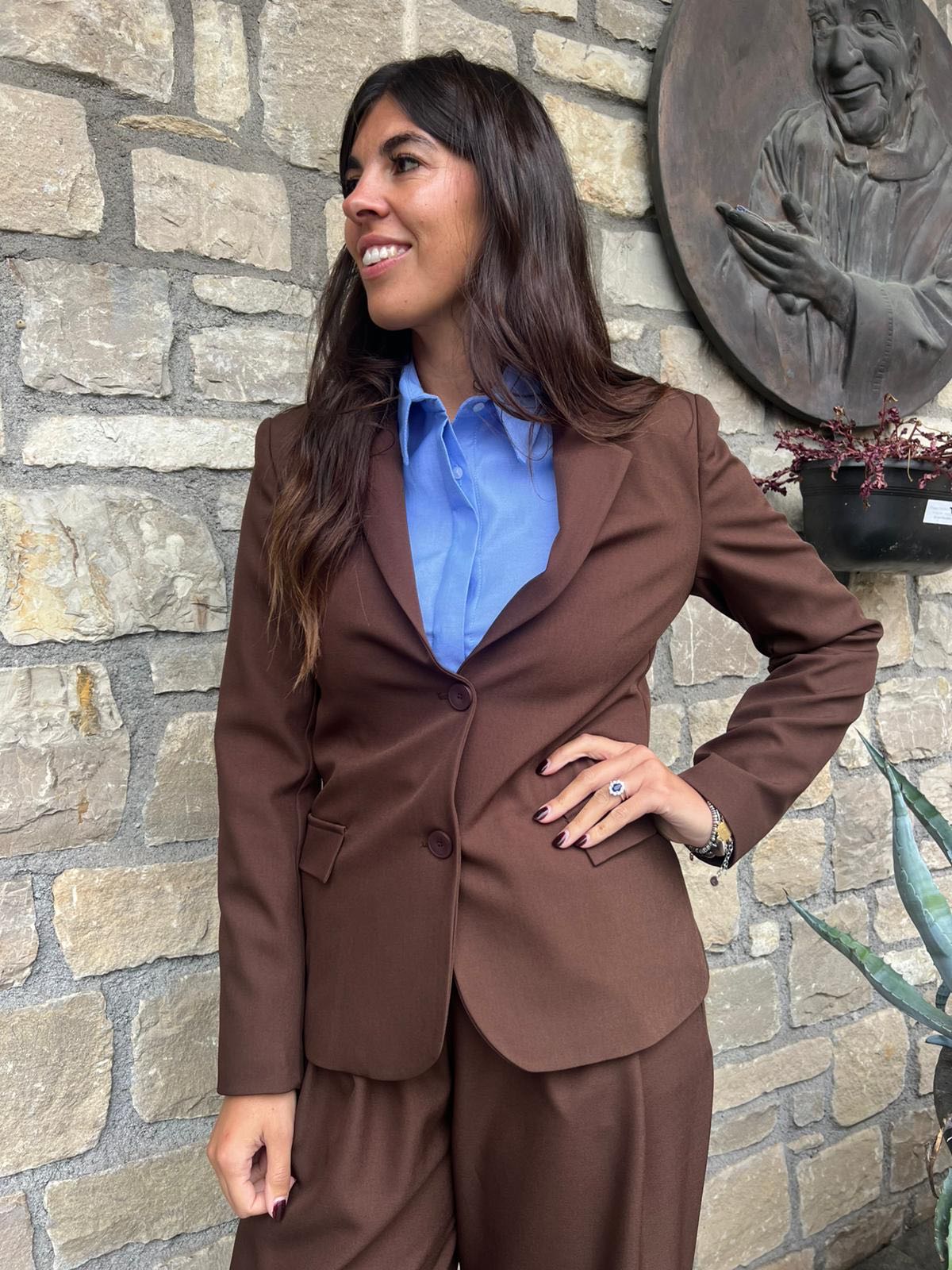 GIACCA FODERATA MONOPETTO CIOCCOLATO