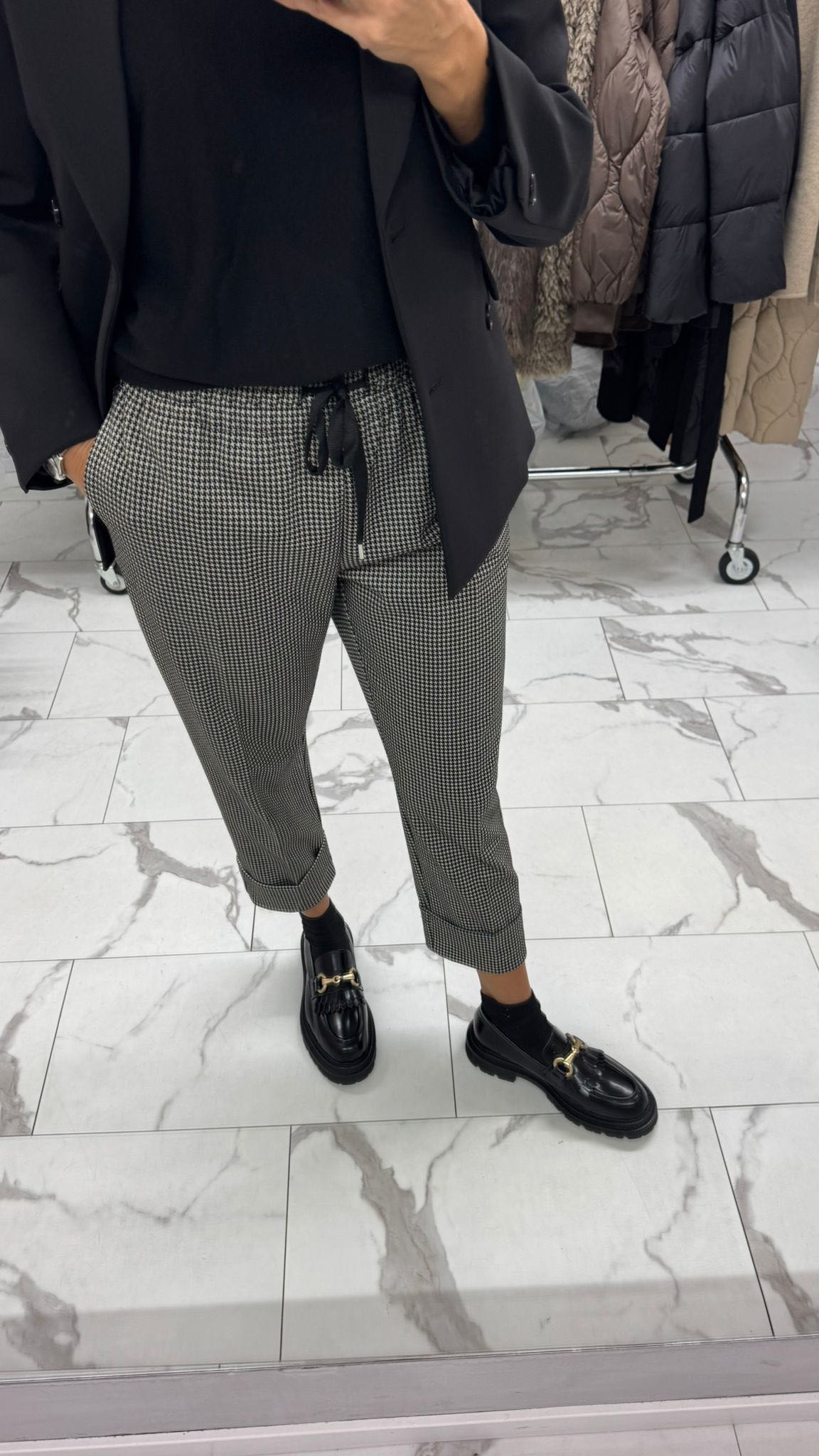 PANTALONE PIED DE POULE NERO
