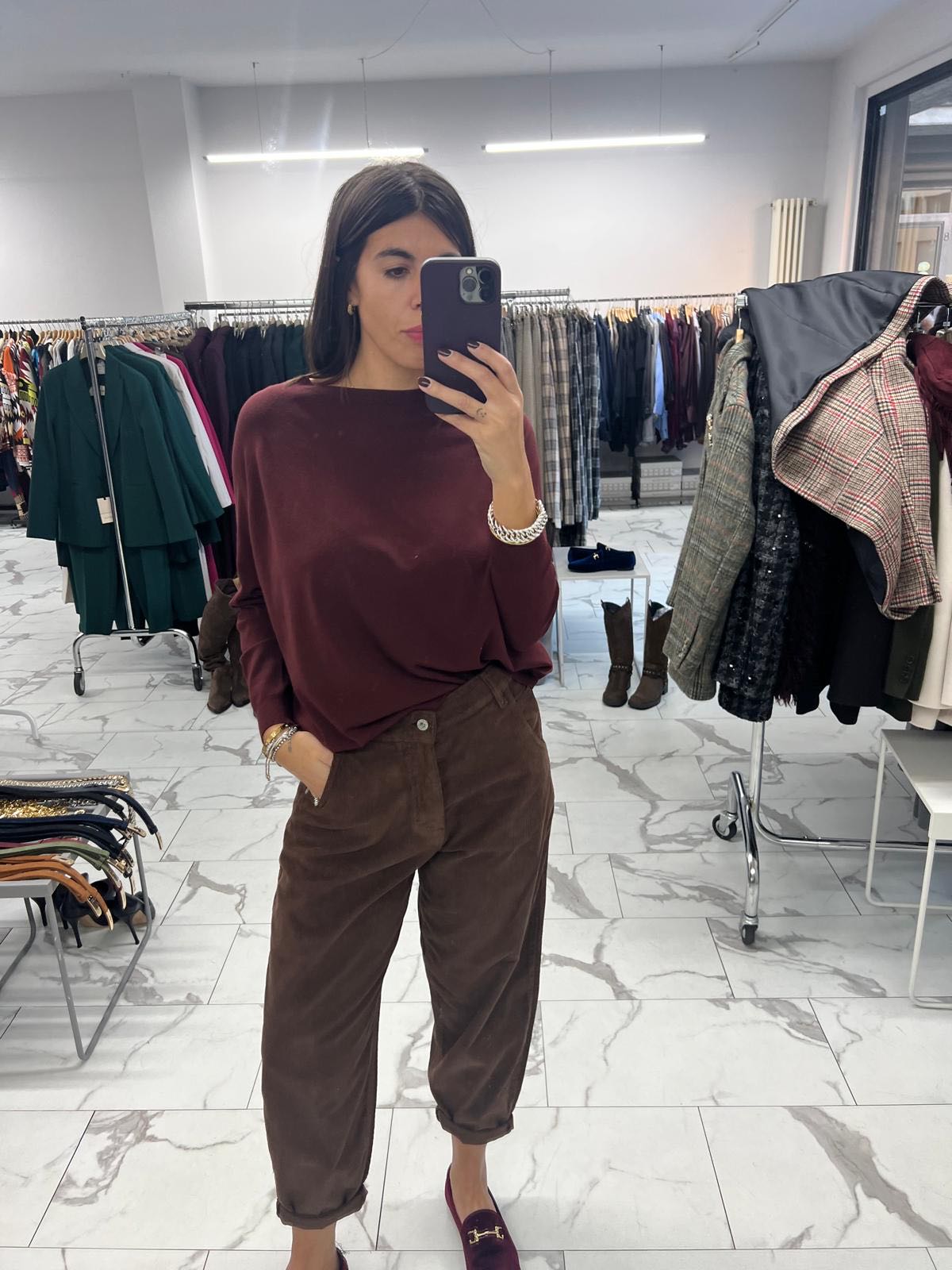 PANTALONE VELLUTO A COSTE CIOCCOLATO