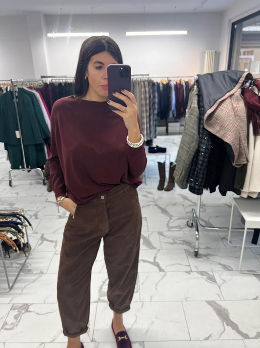 PANTALONE VELLUTO A COSTE CIOCCOLATO