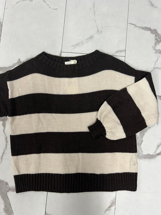 MAGLIA SCOLLO A BARCA RIGATO CIOCCOLATO