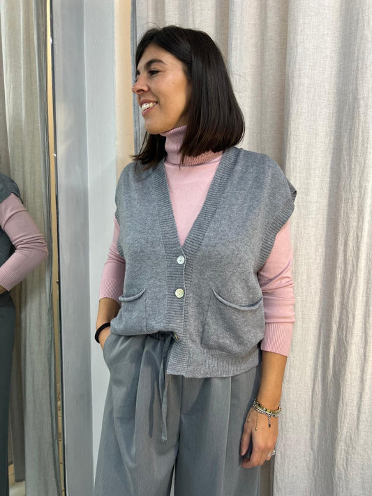 GILET BOTTONI GRIGIO MELANGE