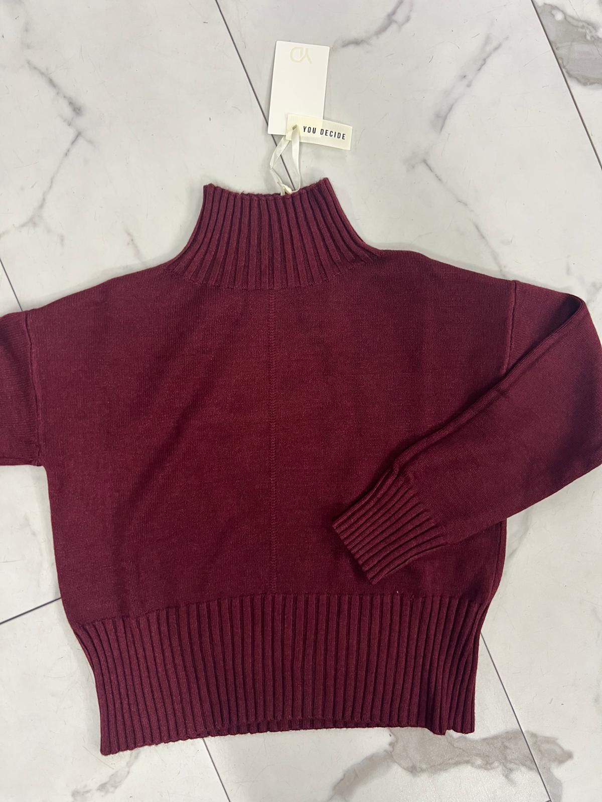 MAGLIA COLLO ALTO RIGA BORDEAUX