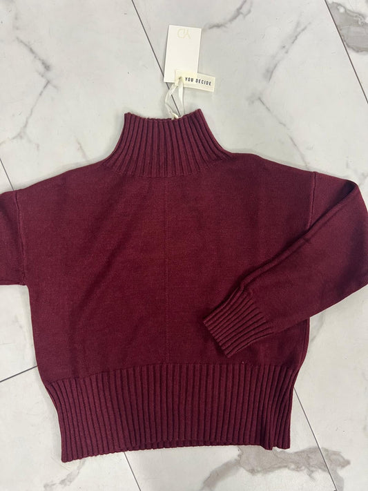 MAGLIA COLLO ALTO RIGA BORDEAUX